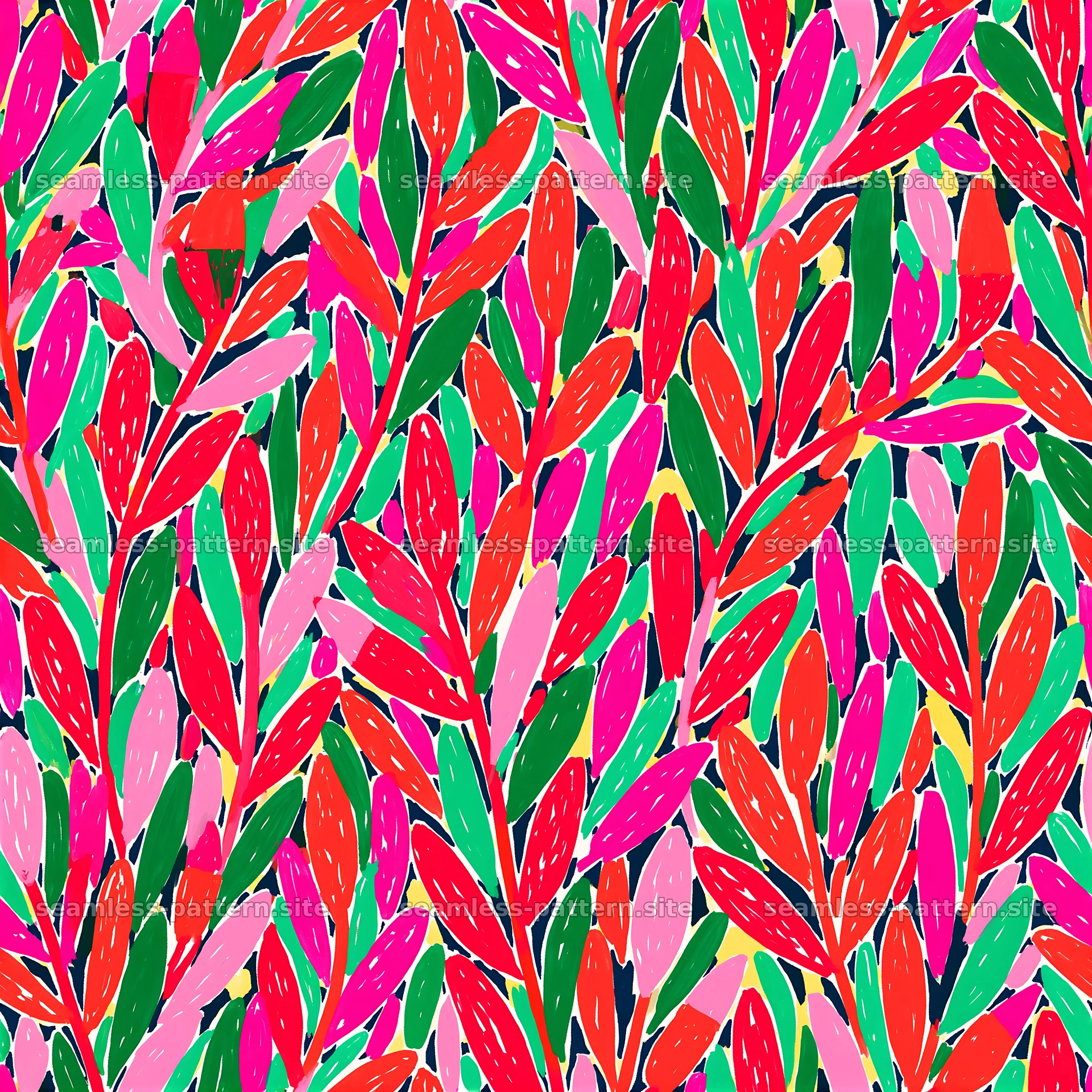 Colorful Hand Painted Leaf Seamless Pattern seamless pattern preview