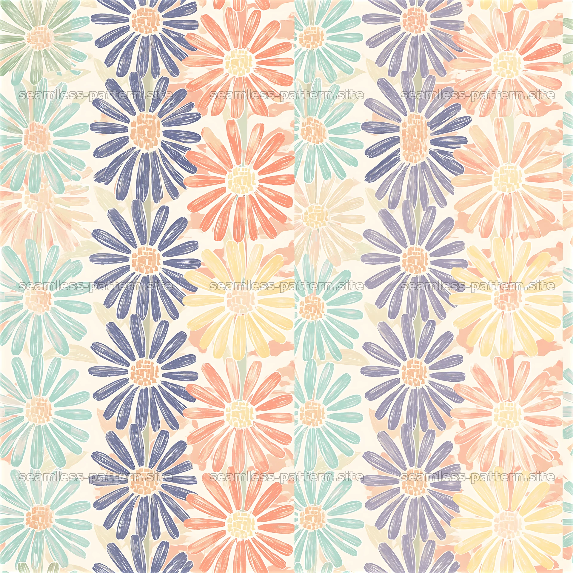 Colorful flower seamless pattern with various flower shapes seamless pattern preview