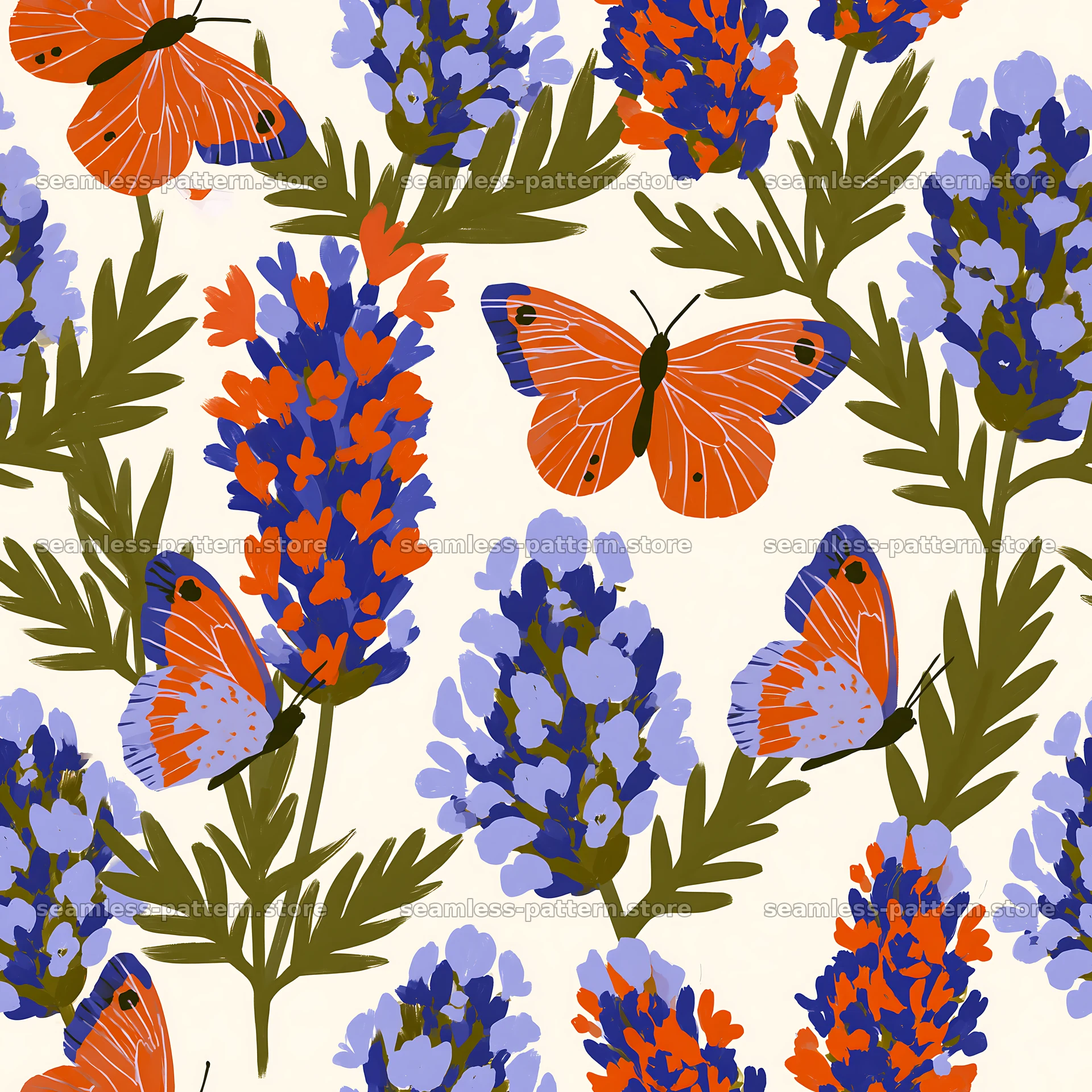 Butterfly and lavender seamless pattern for fabric and wallpaper seamless pattern preview