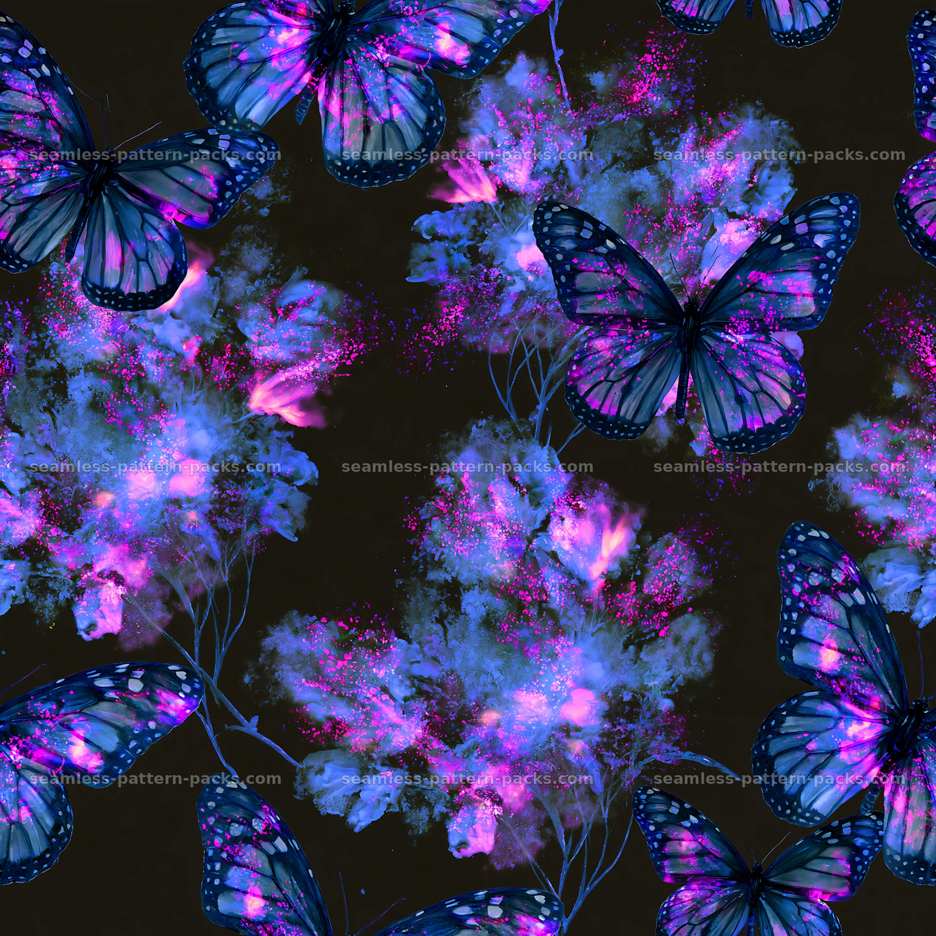 Watercolor butterfly seamless pattern in dark hues seamless pattern preview