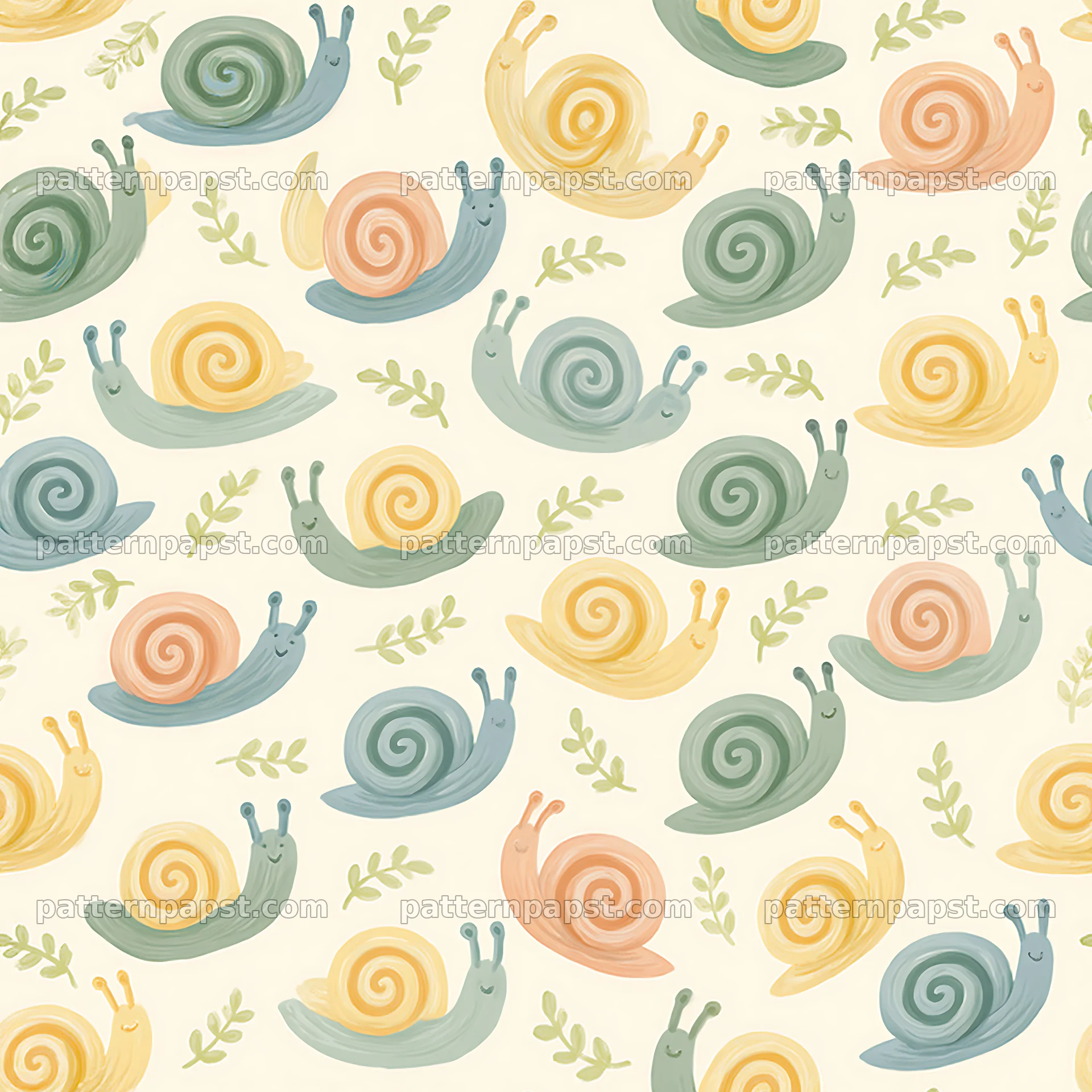 Seamless snail pattern for nursery fabric seamless pattern preview