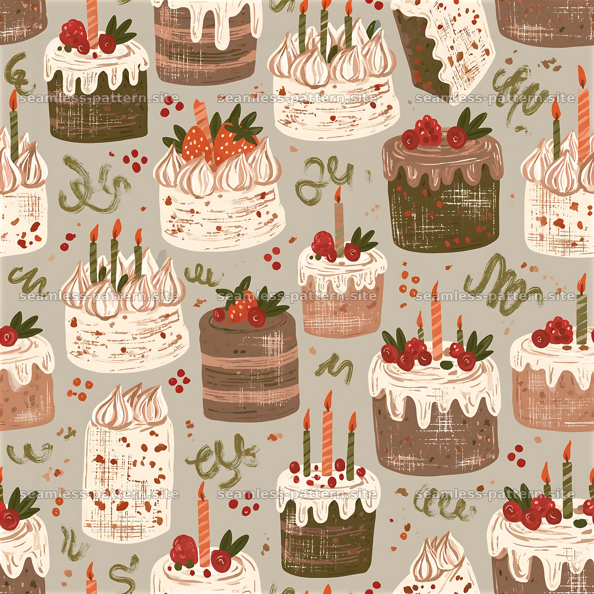 Colorful dessert cake seamless pattern for festive designs seamless pattern preview