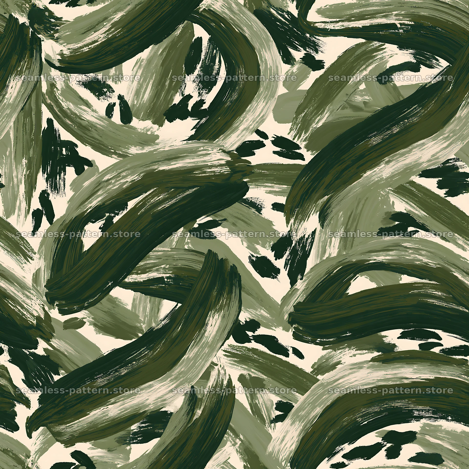 Seamless green camouflage brushstroke pattern for textiles seamless pattern preview