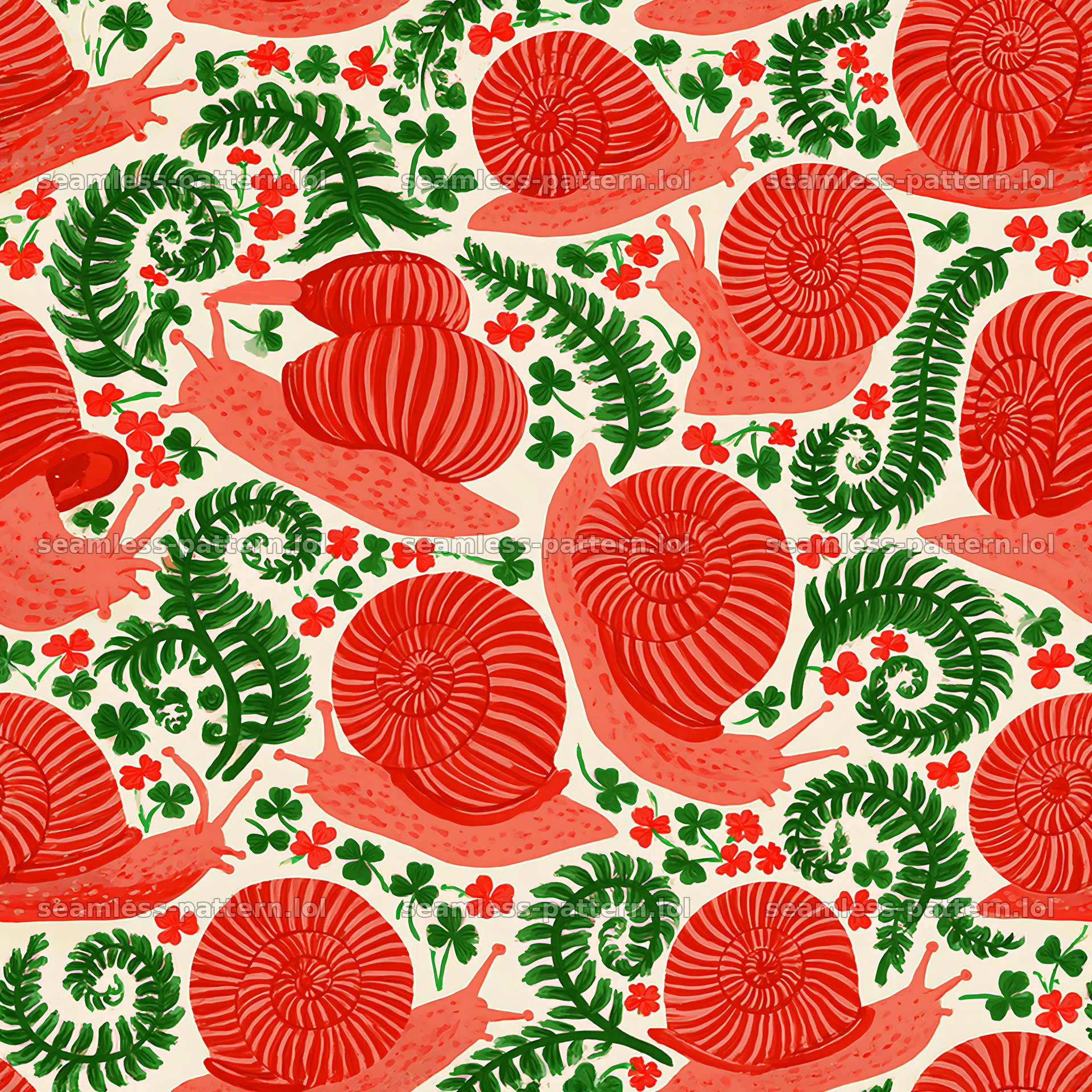 Red garden snail seamless pattern for fabric and wallpaper seamless pattern preview