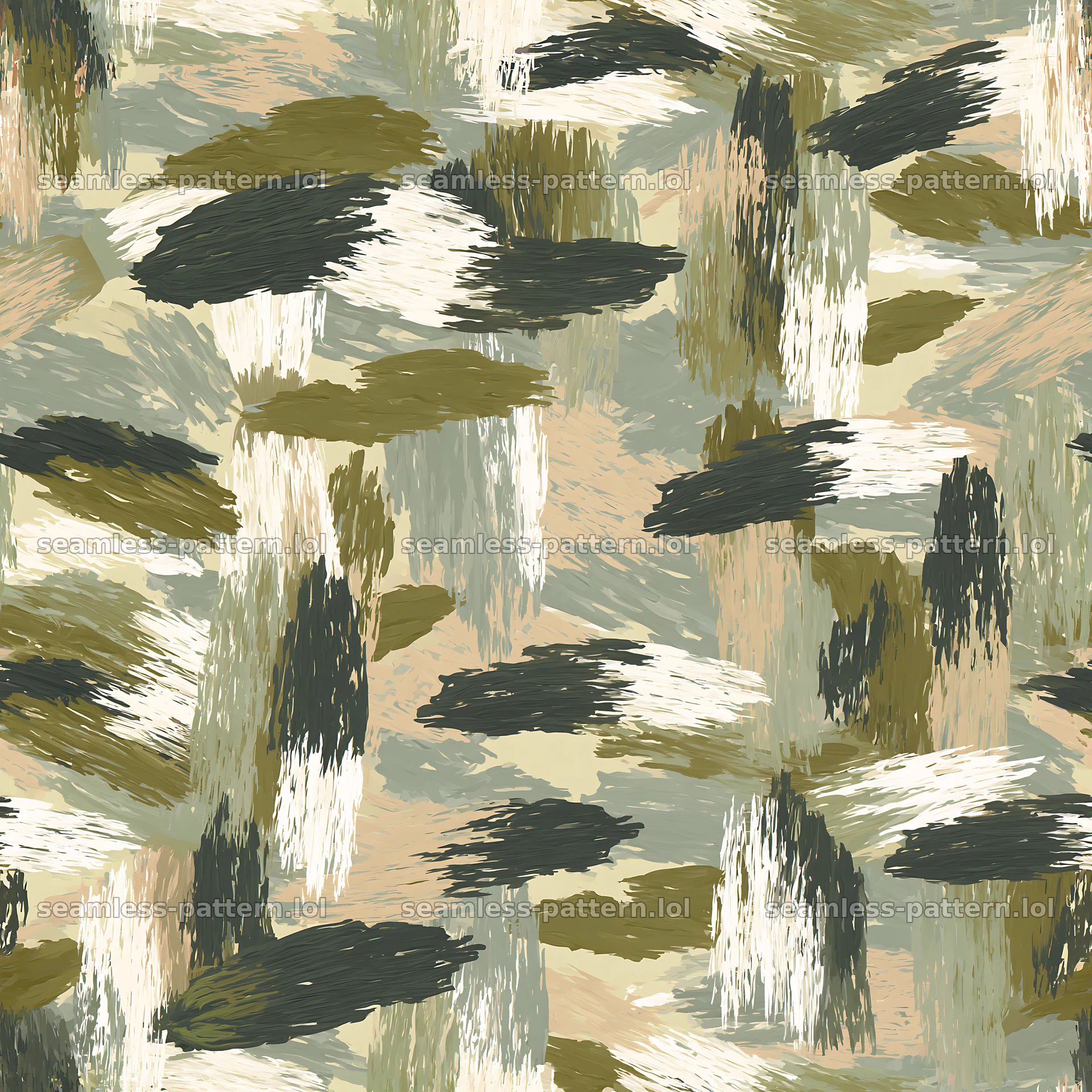 Seamless olive camouflage brushstroke pattern for fabric and wallpaper seamless pattern preview