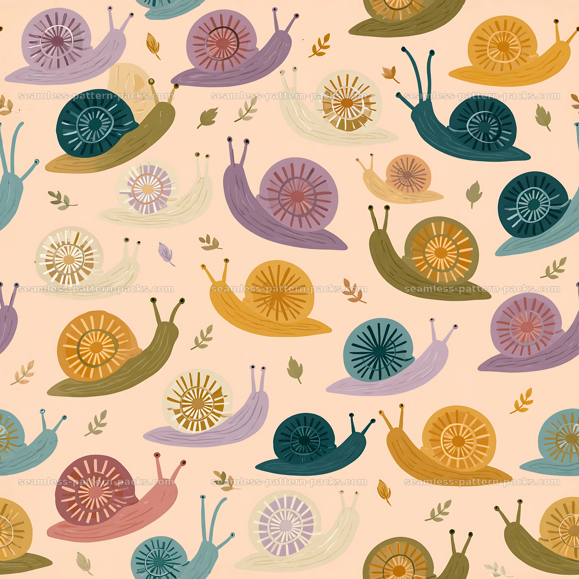 Seamless snail pattern for nursery fabric seamless pattern preview
