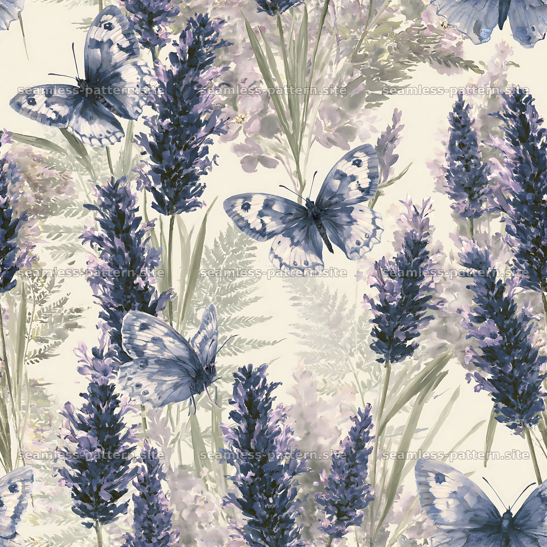 Butterfly and lavender seamless pattern for fabric and wallpaper seamless pattern preview
