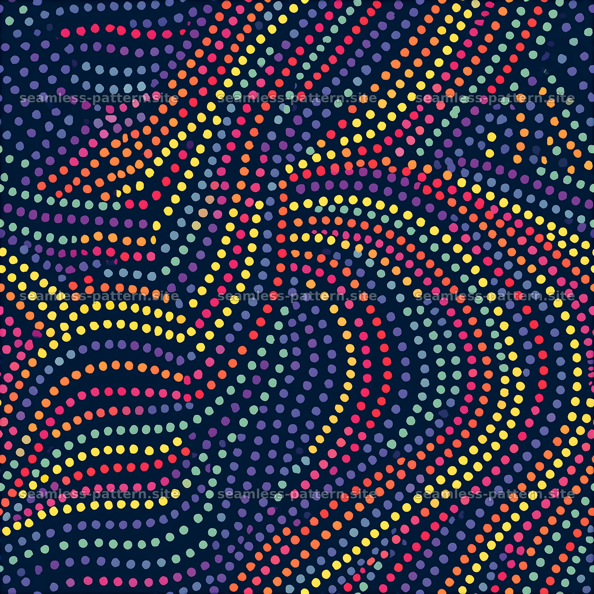 Colorful polka dot seamless pattern on dark background seamless pattern preview