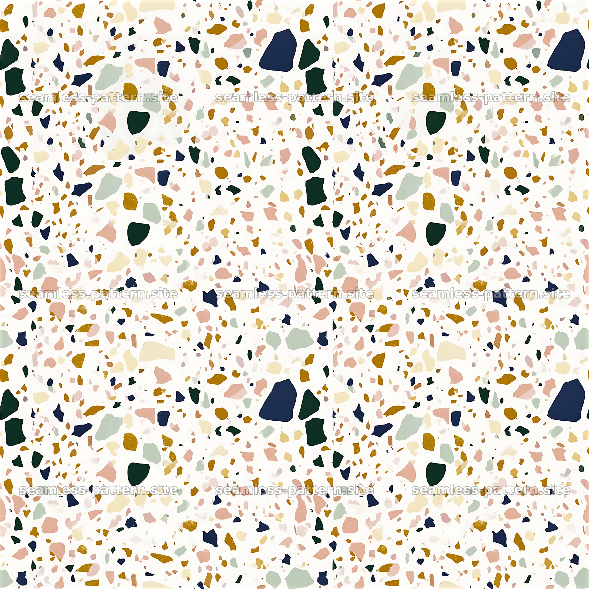 Colorful terrazzo seamless pattern with varied shapes and colors seamless pattern preview