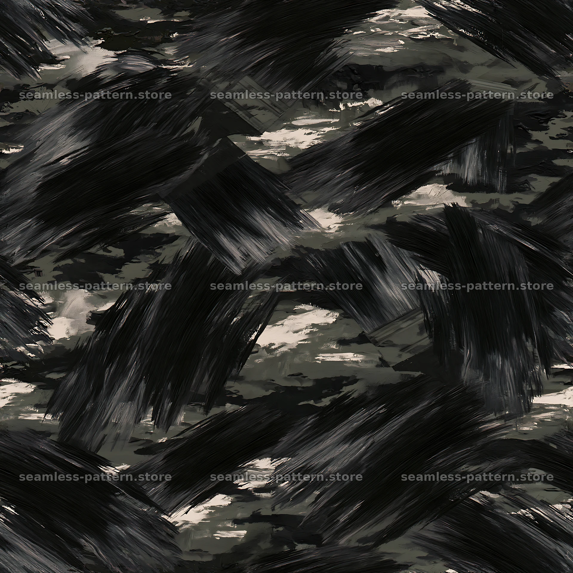 Seamless black camouflage brushstroke pattern design seamless pattern preview