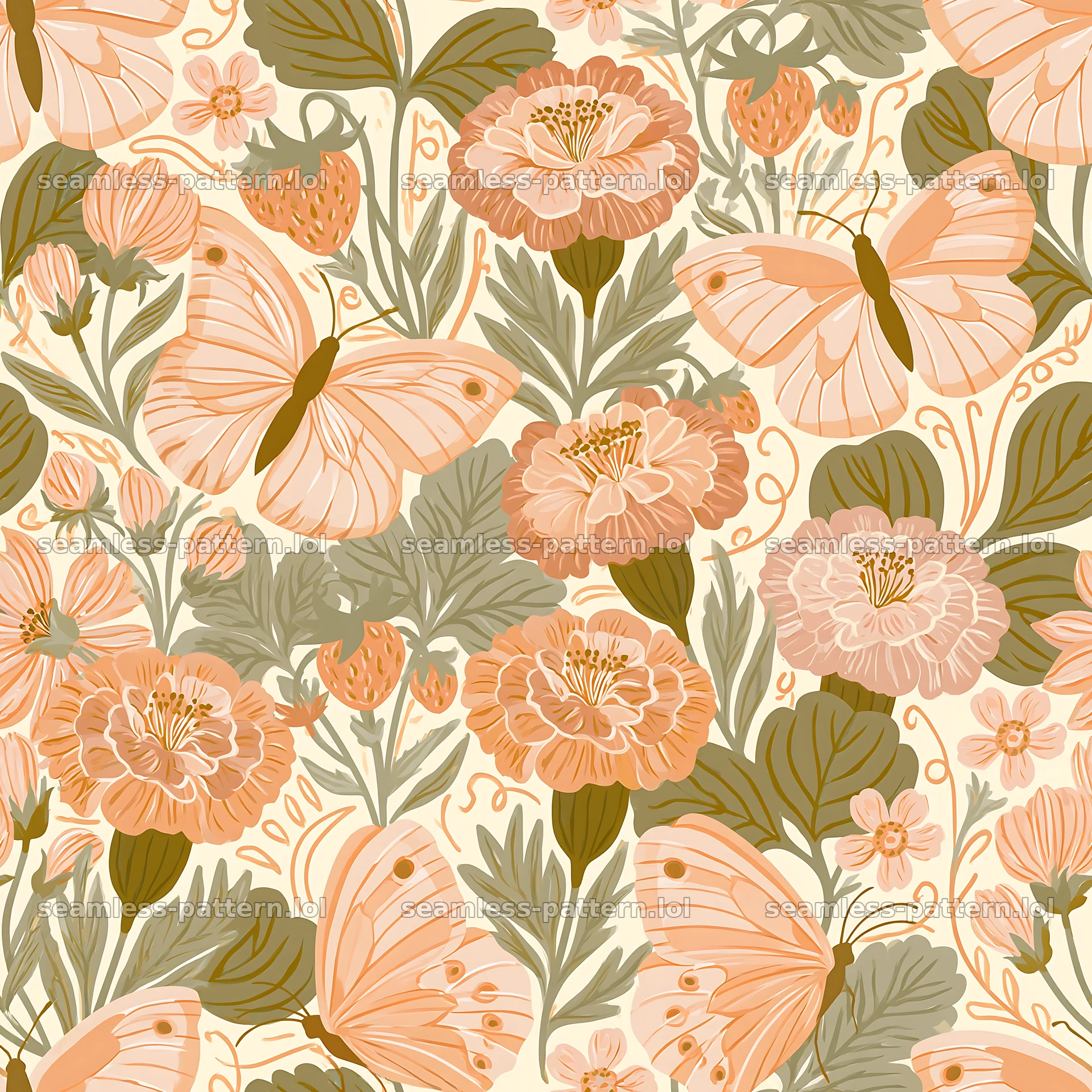 Fairy garden butterfly seamless pattern for fabric and wallpaper seamless pattern preview