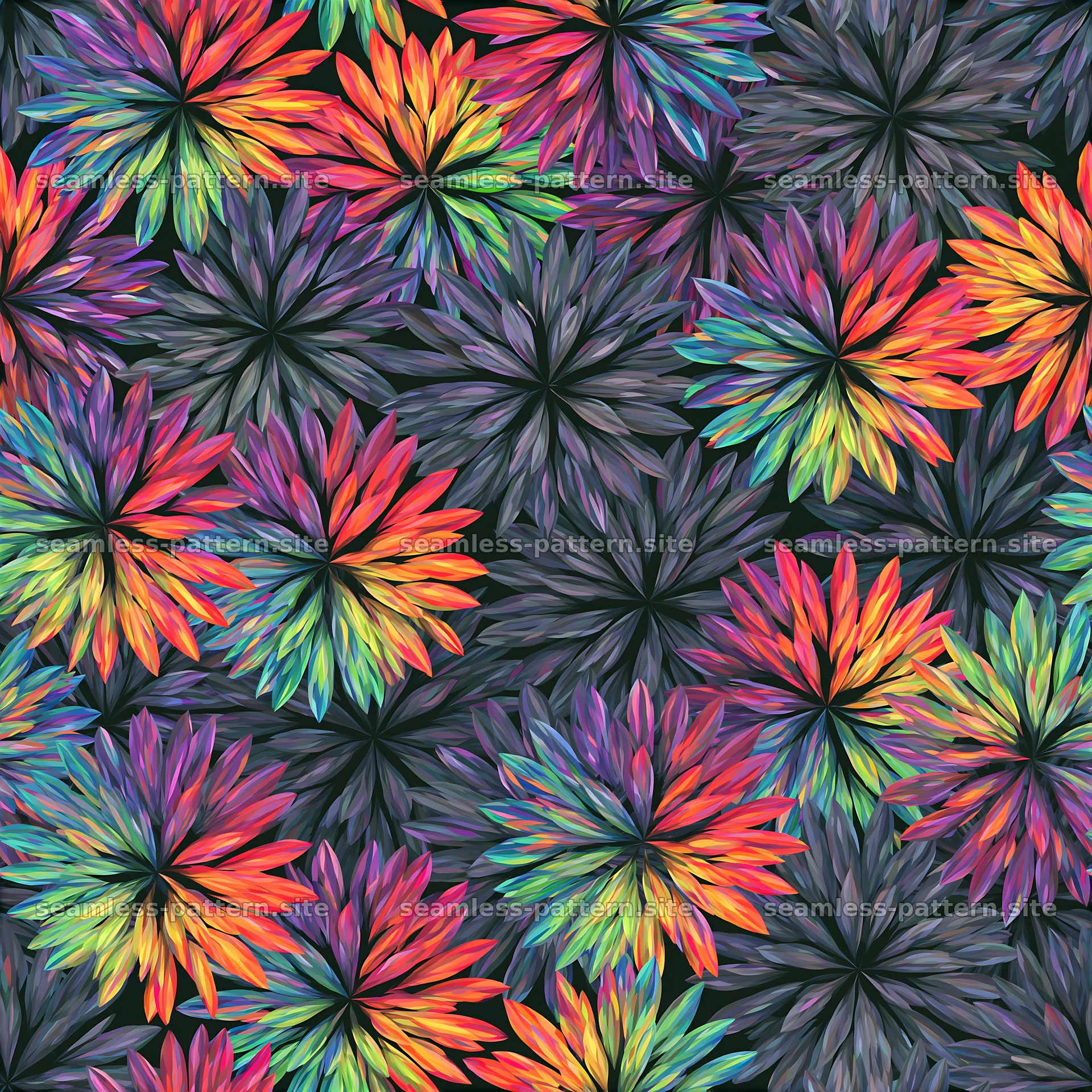 Vibrant rainbow petals create a colorful seamless design seamless pattern preview