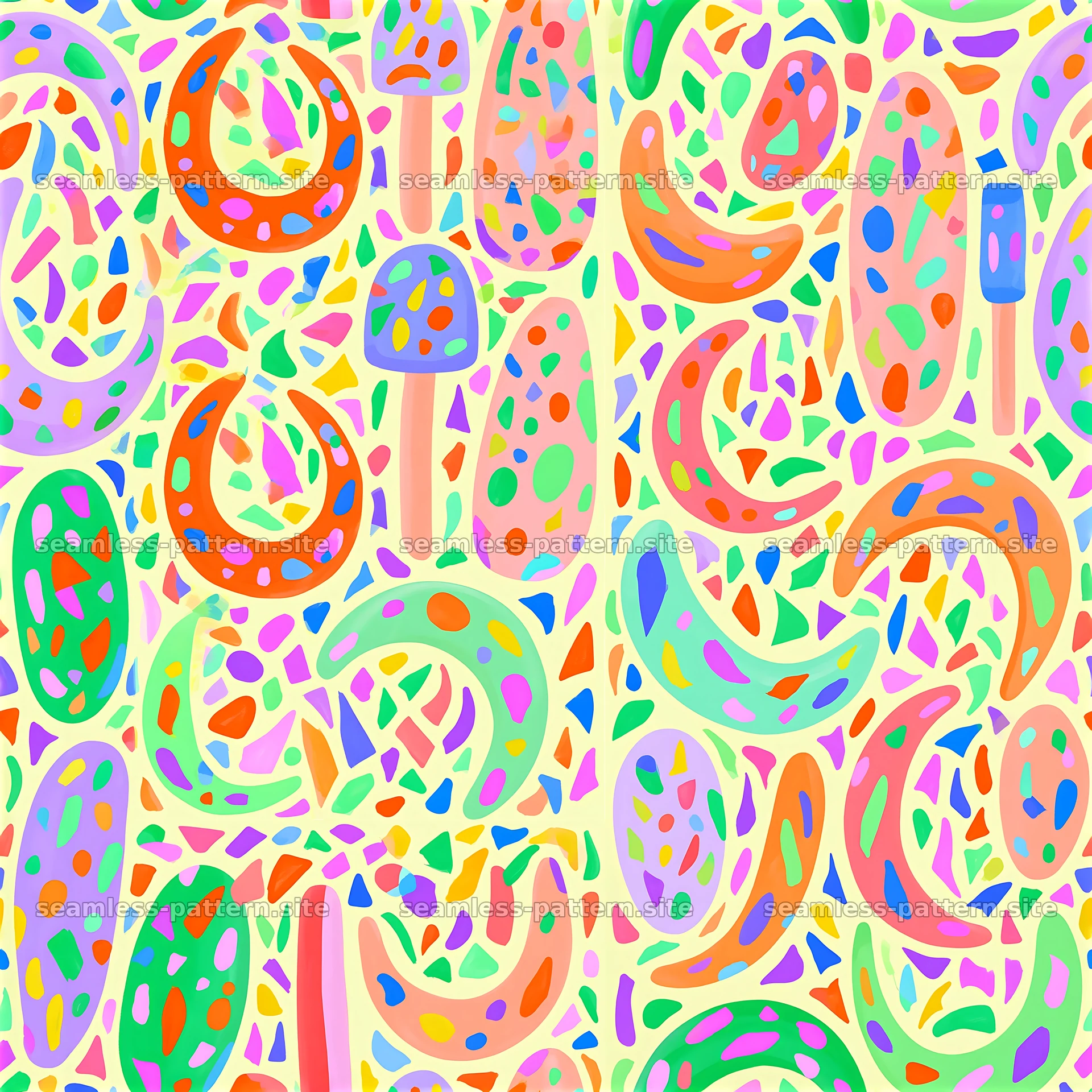 Colorful terrazzo seamless pattern with abstract shapes seamless pattern preview