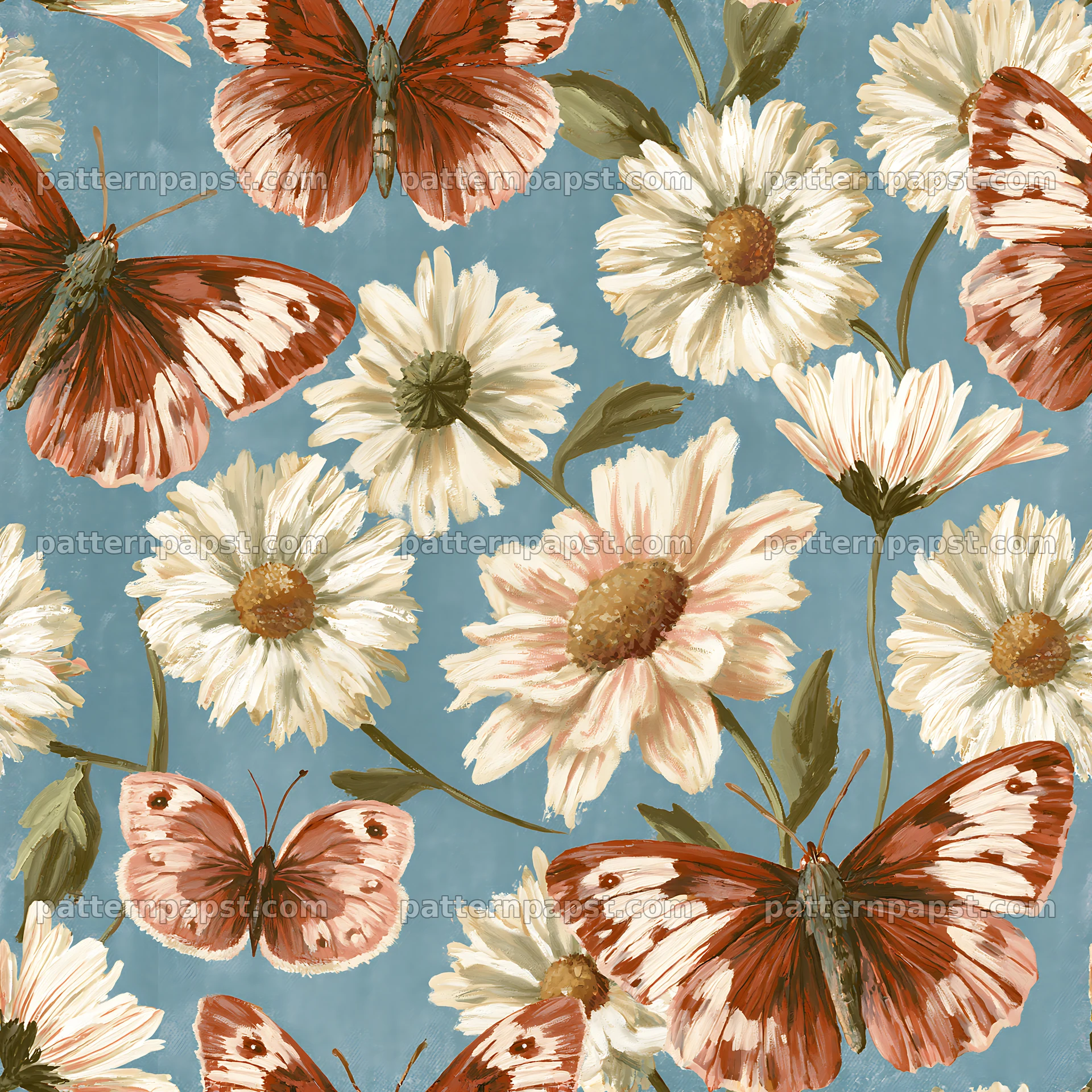 Butterfly and daisy seamless pattern for fabric and wallpaper seamless pattern preview