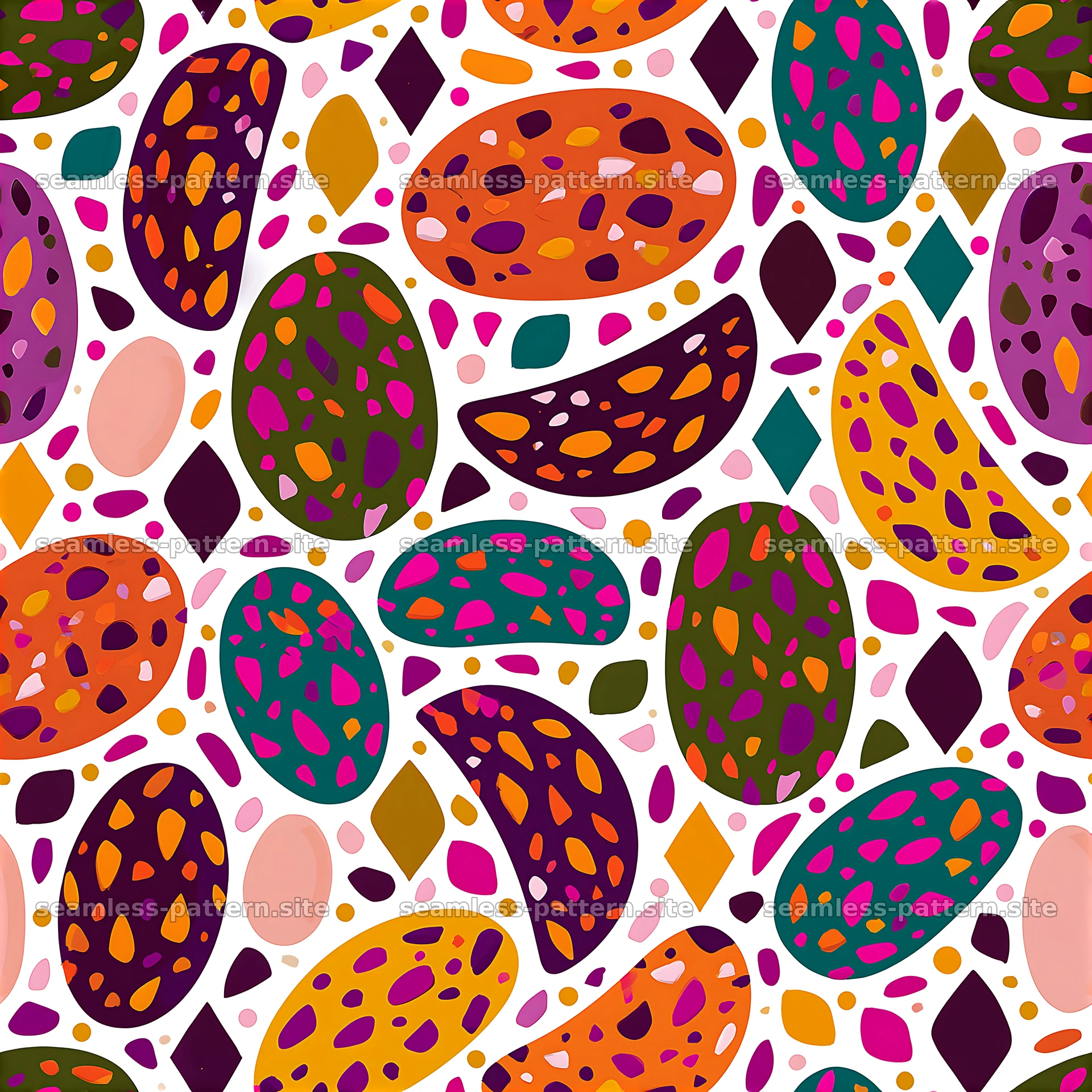 Colorful abstract shapes pattern with organic forms and vibrant colors seamless pattern preview