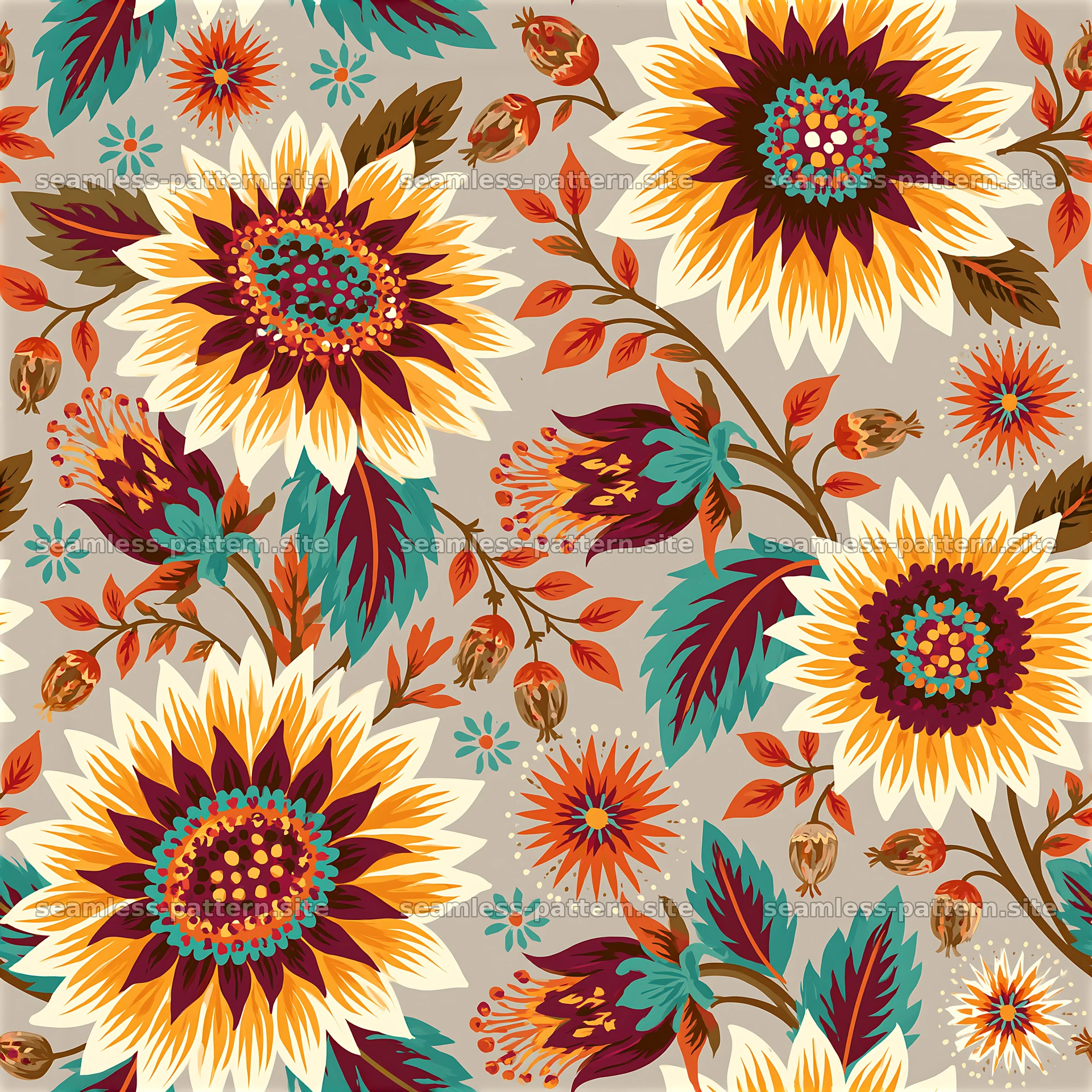 Colorful folk art floral seamless pattern seamless pattern preview