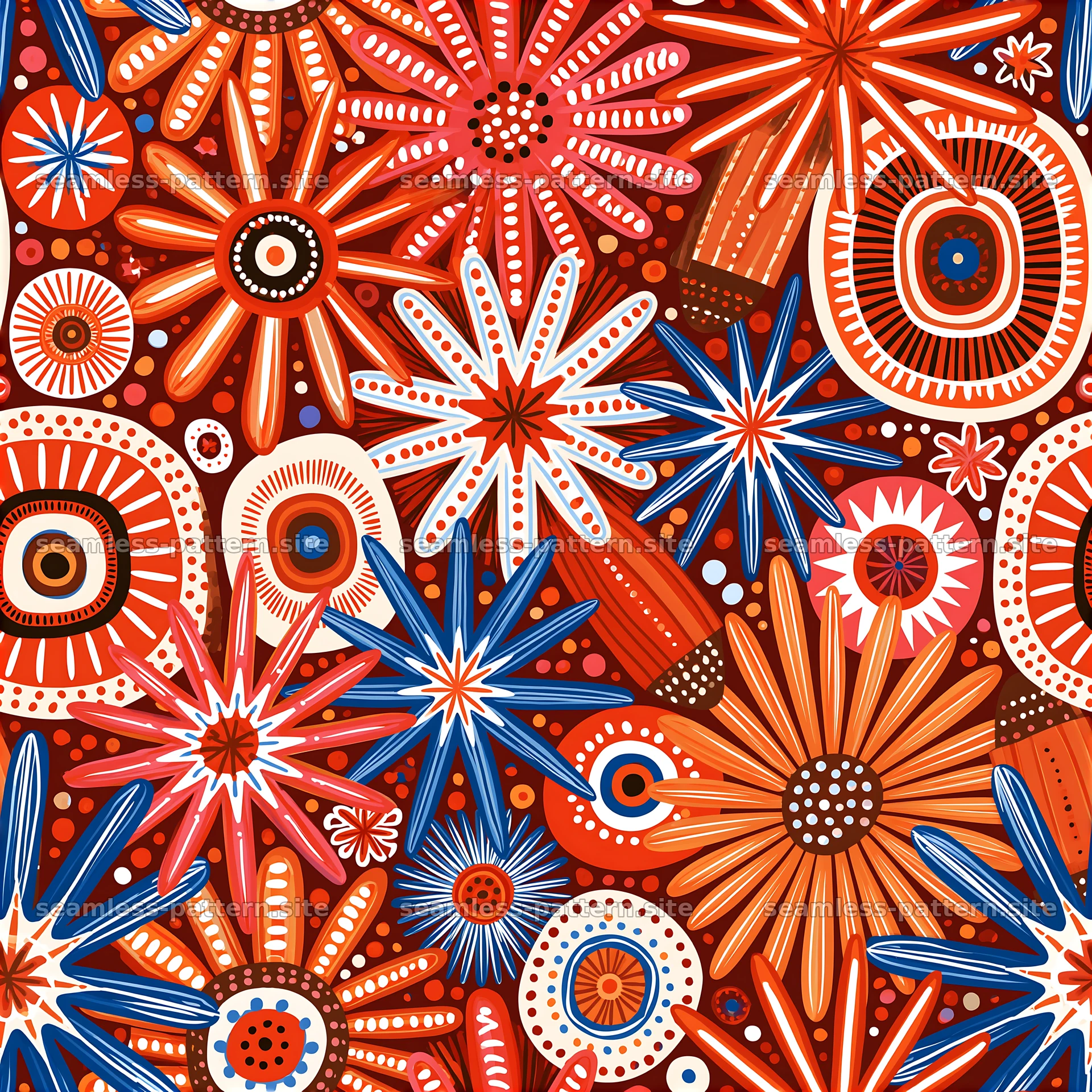 Colorful Star Seamless Pattern with Floral Geometric Motifs seamless pattern preview