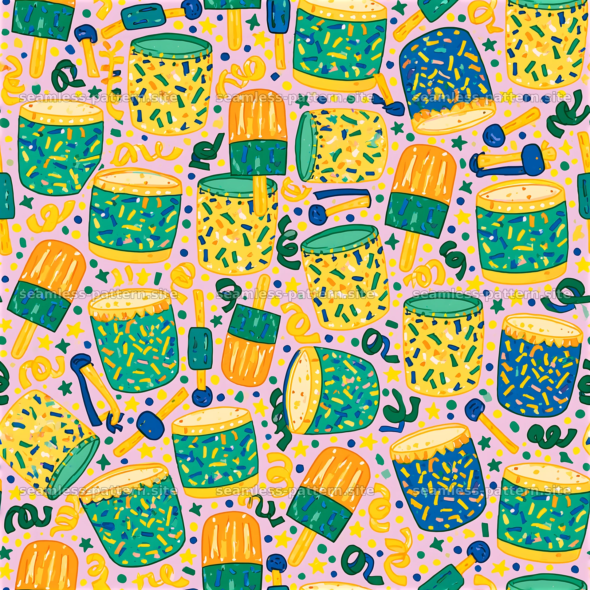 Colorful dessert themed seamless pattern for fun designs seamless pattern preview