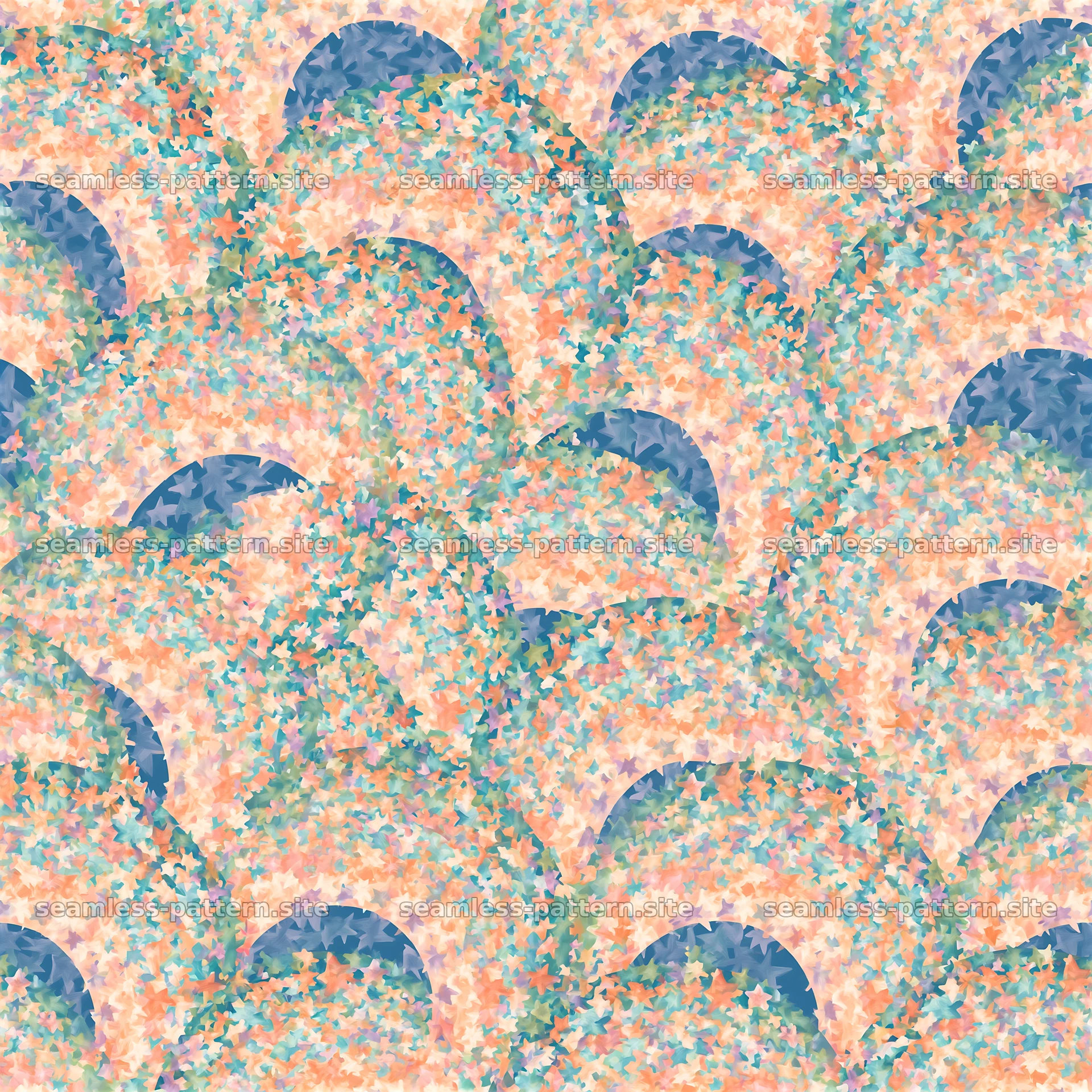 Colorful star seamless pattern featuring waves and pastel colors seamless pattern preview