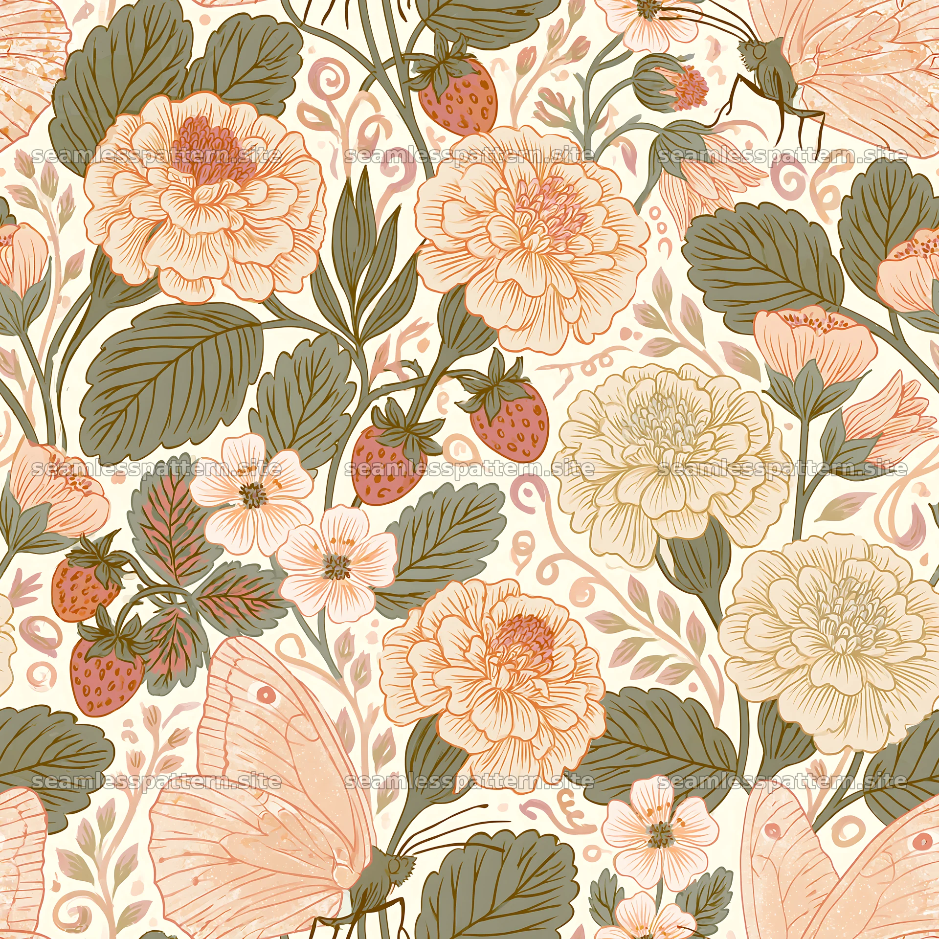 Fairy garden butterfly seamless pattern for textiles and wallpaper seamless pattern preview