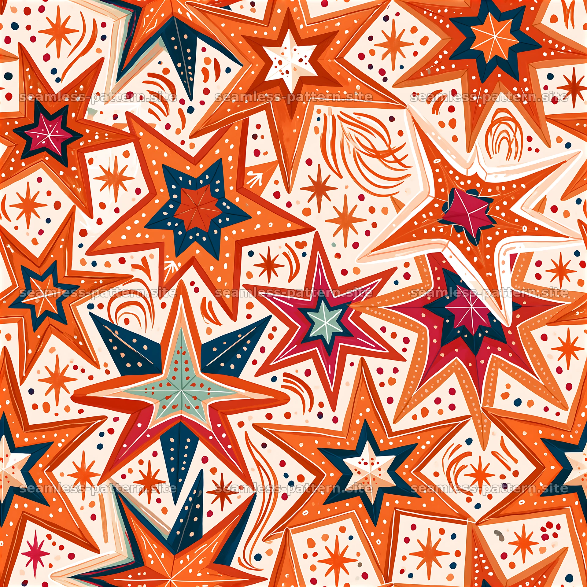 Colorful star seamless pattern with abstract geometric details seamless pattern preview