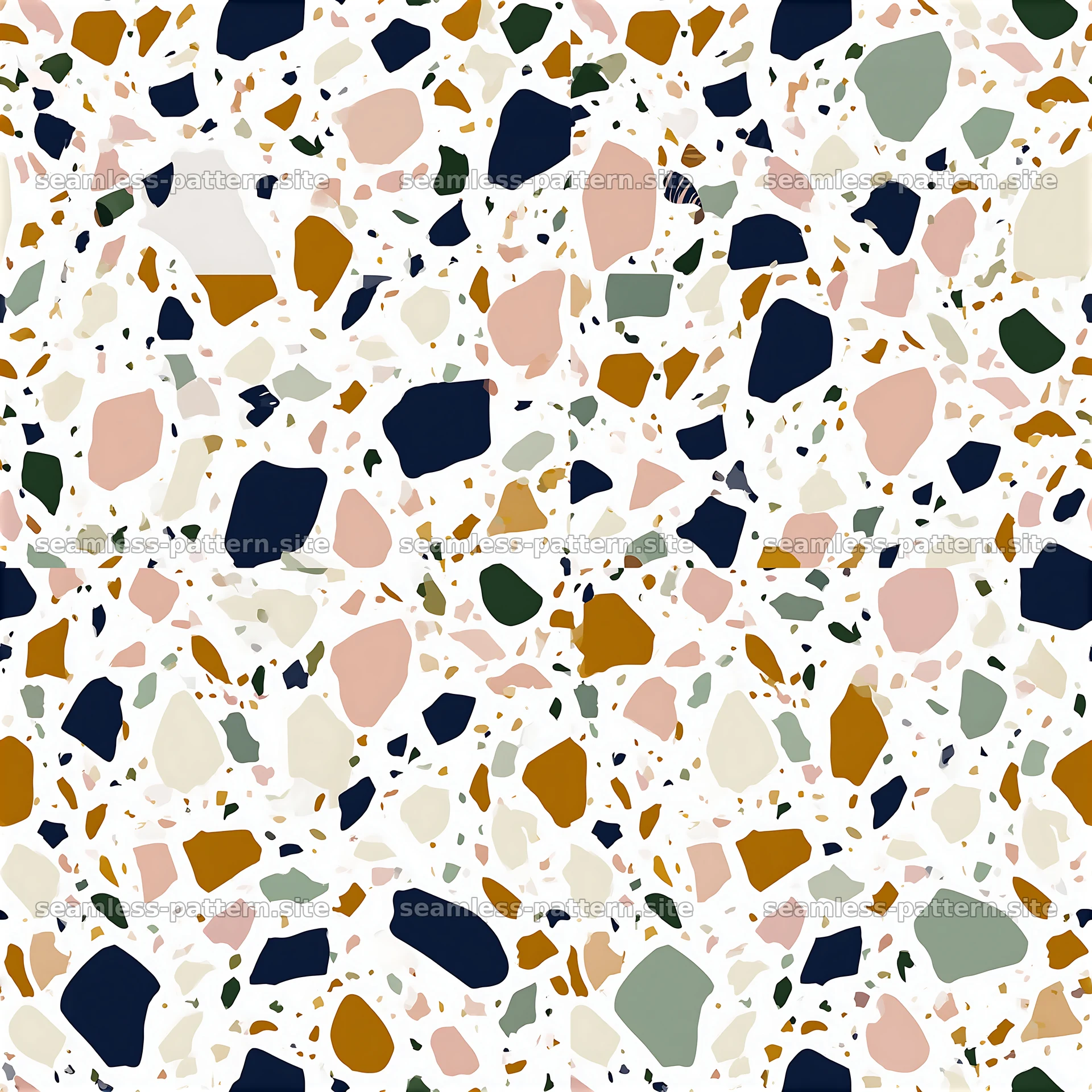 Colorful terrazzo seamless pattern with diverse shapes and colors seamless pattern preview