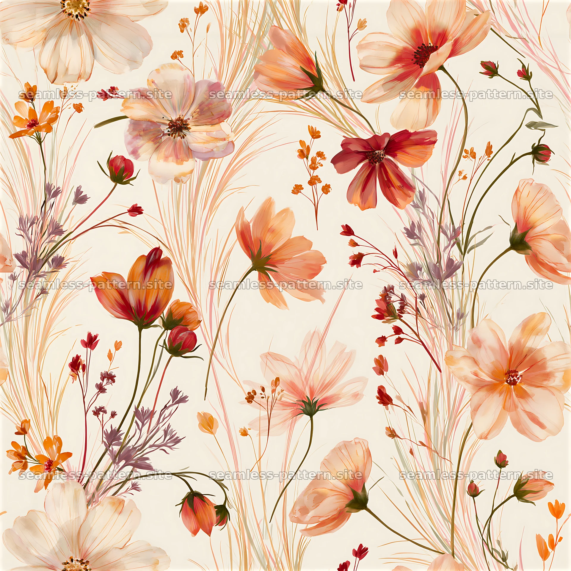 Colorful Wildflower Botanical Seamless Pattern seamless pattern preview