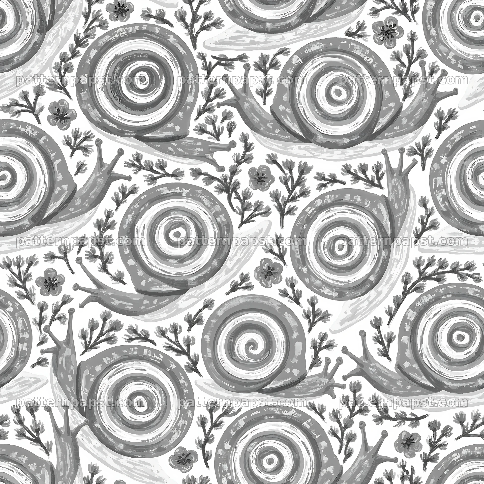 Red garden snail repeat pattern for fabric and wallpaper seamless pattern preview