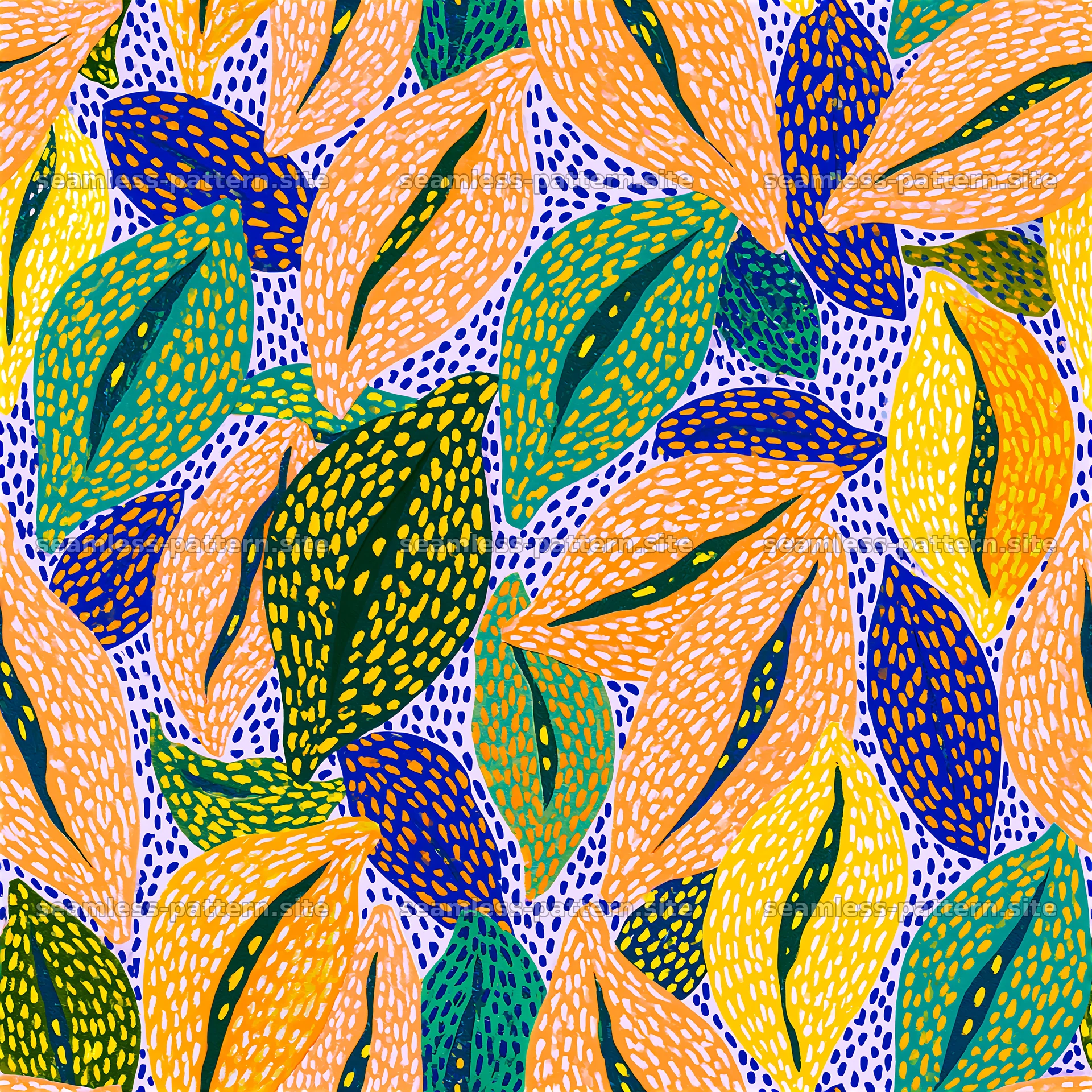 Colorful Leaf Seamless Pattern with Tropical Foliage seamless pattern preview