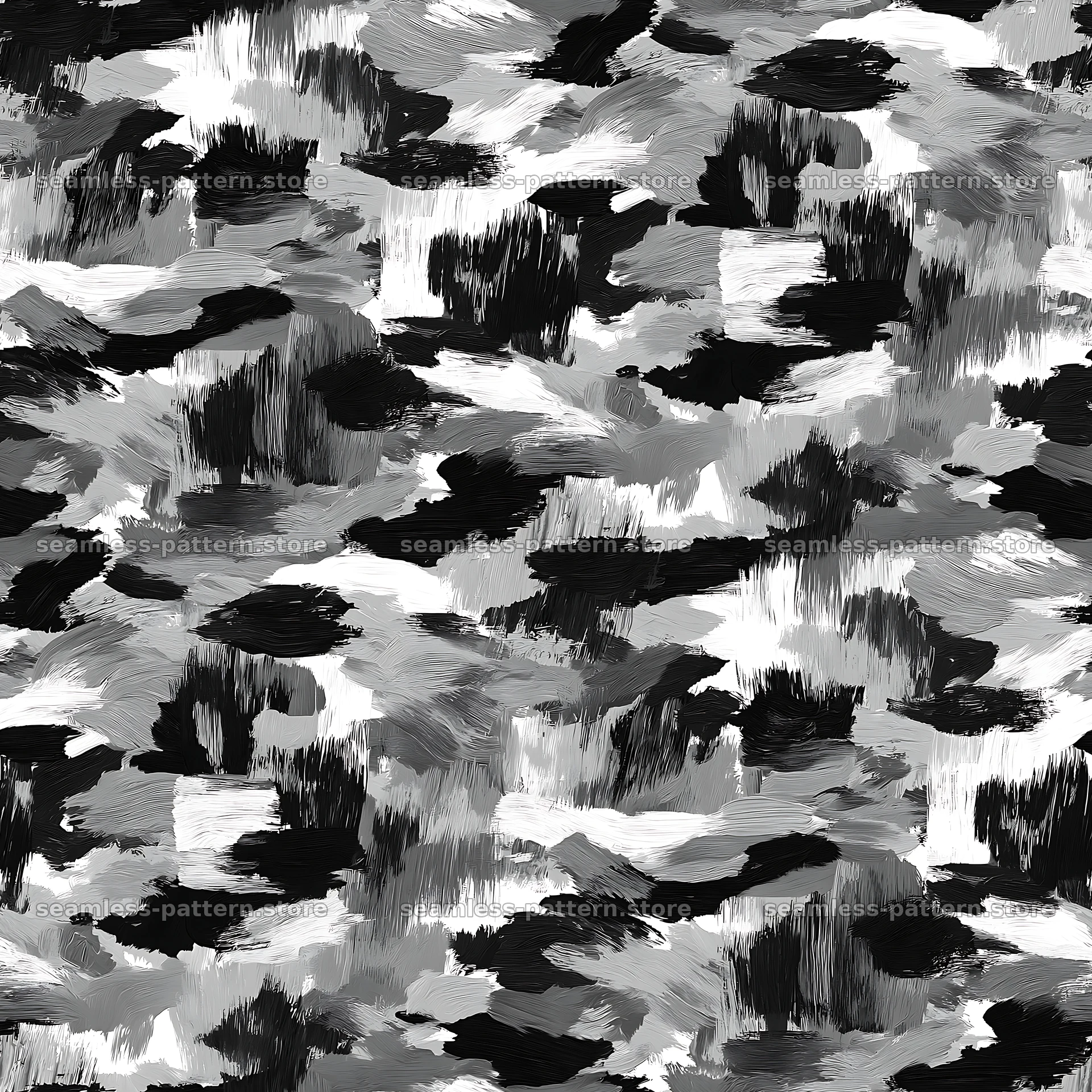 Seamless urban camouflage brushstroke pattern in black and white seamless pattern preview