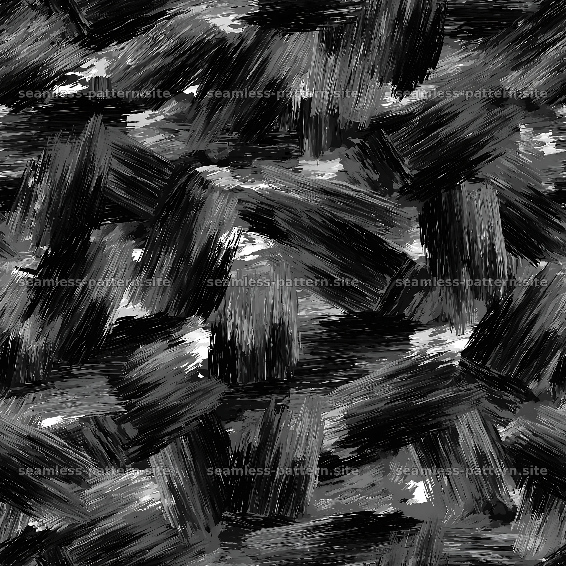 Seamless woodland camouflage brushstroke pattern in black and white seamless pattern preview