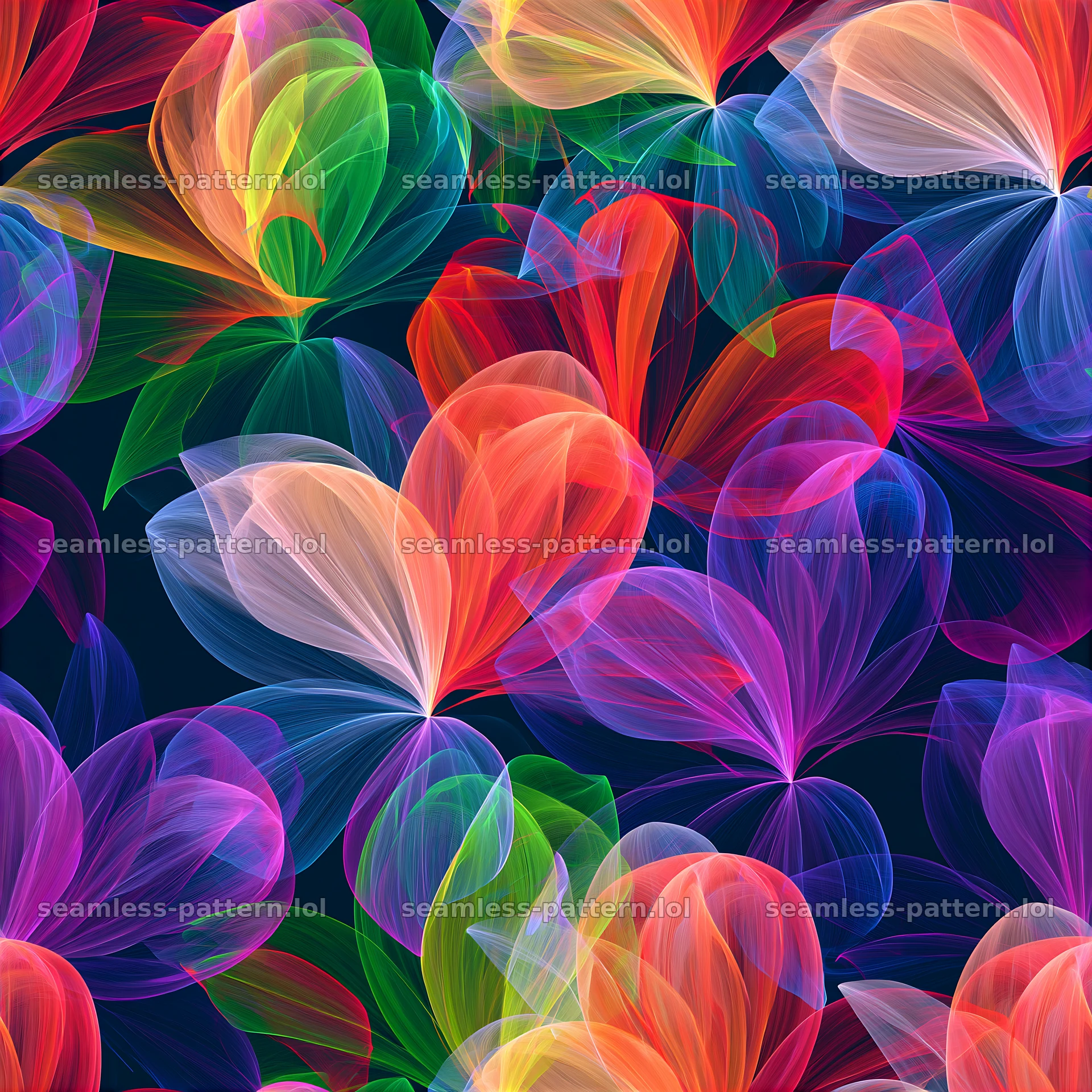 Vibrant rainbow petals tileable pattern with vivid colors and shapes seamless pattern preview