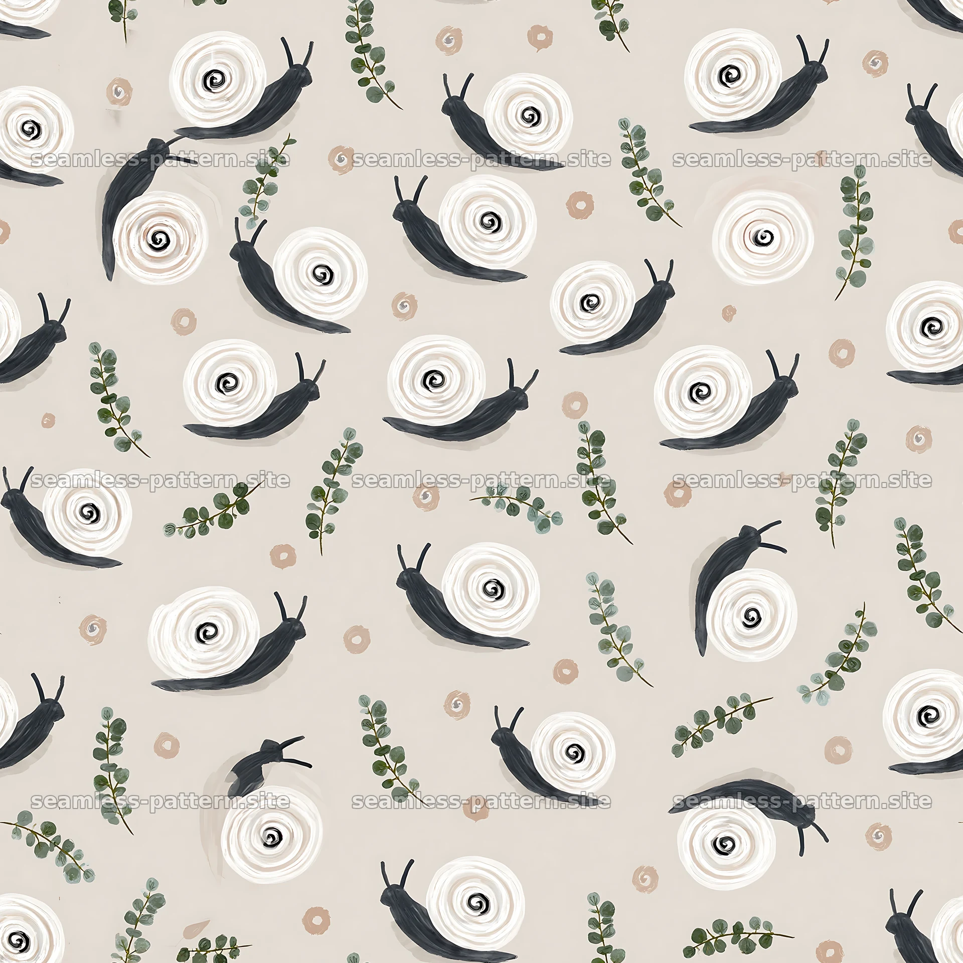 Seamless snail pattern for nursery fabric seamless pattern preview