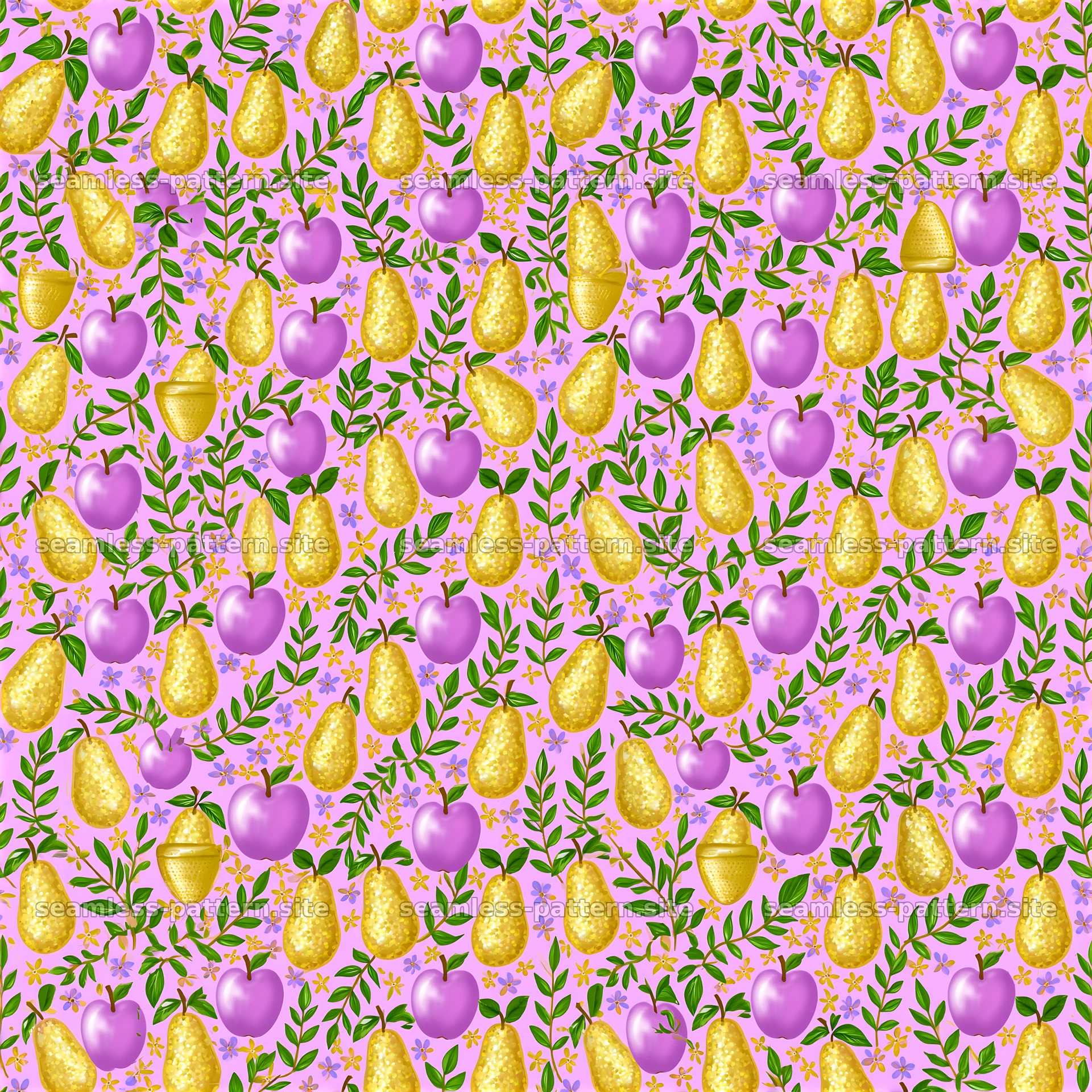 Colorful Fruit and Floral Botanical Pattern seamless pattern preview