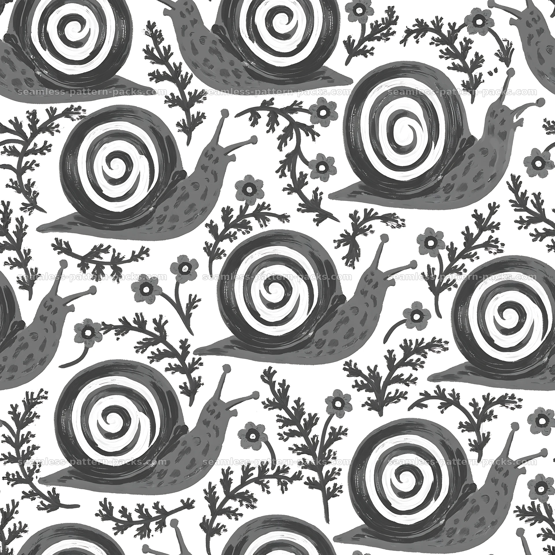 Red garden snail repeat pattern for fabric and wallpaper seamless pattern preview