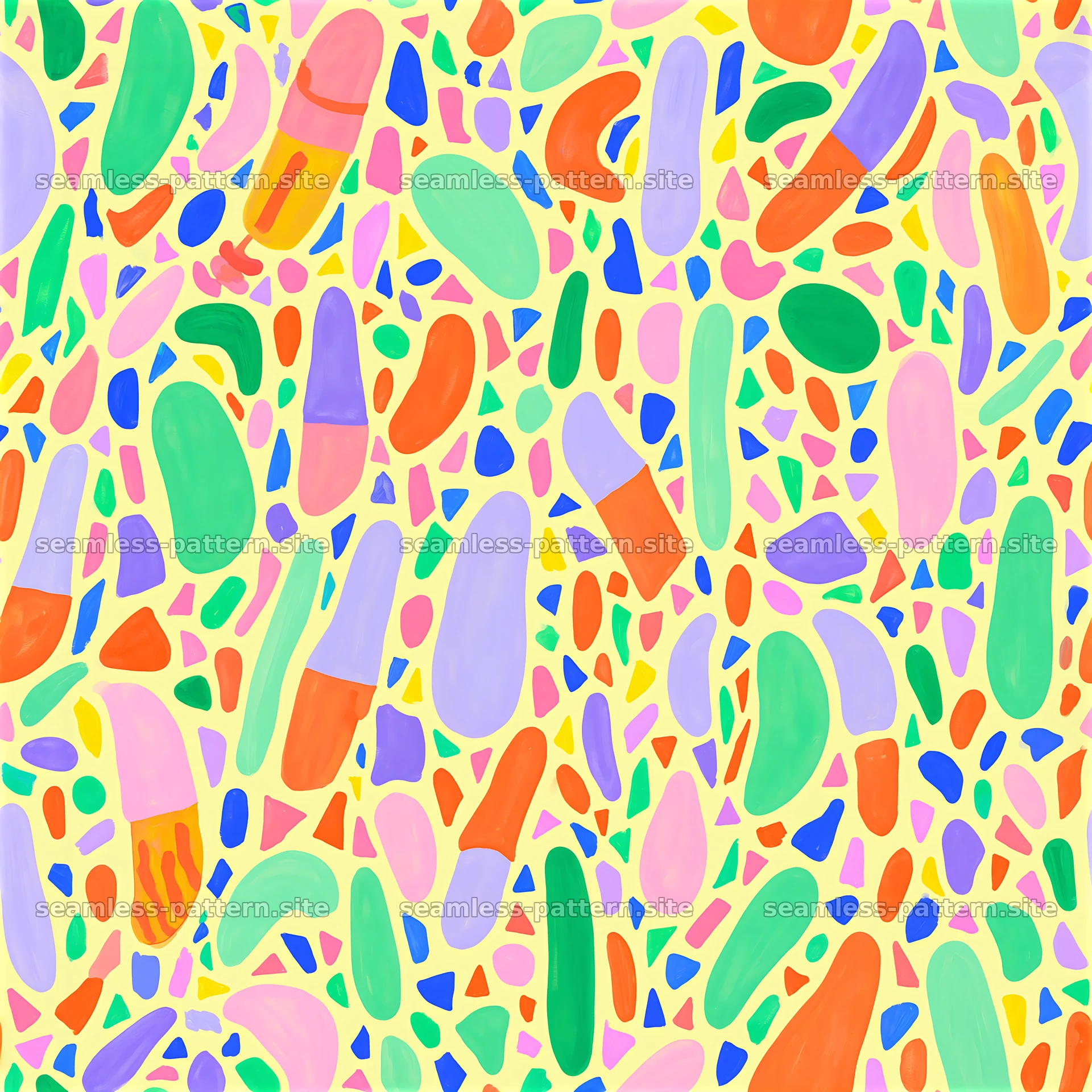 Colorful terrazzo seamless pattern with bright shapes and colors seamless pattern preview