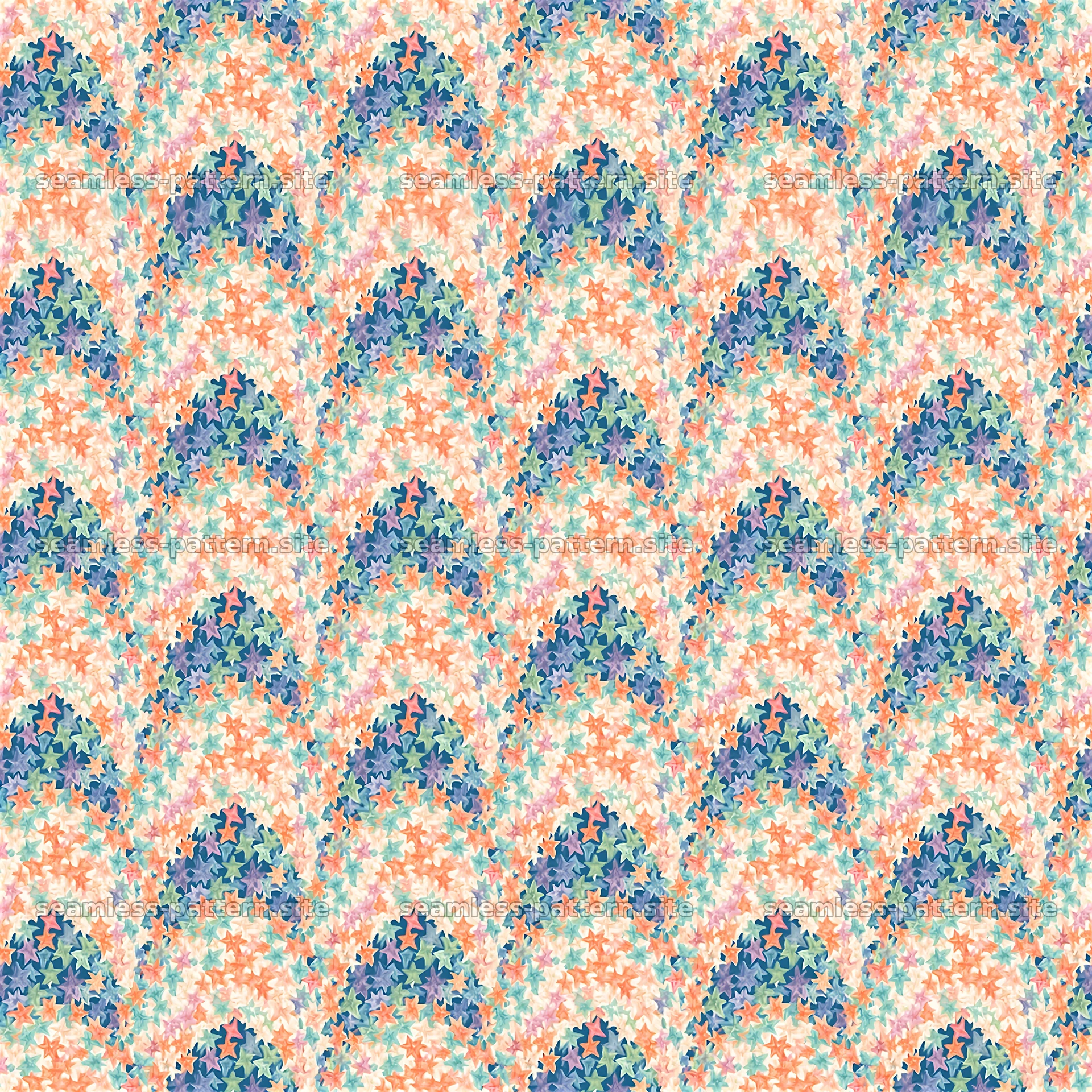 Colorful star seamless pattern with varied shades and shapes seamless pattern preview