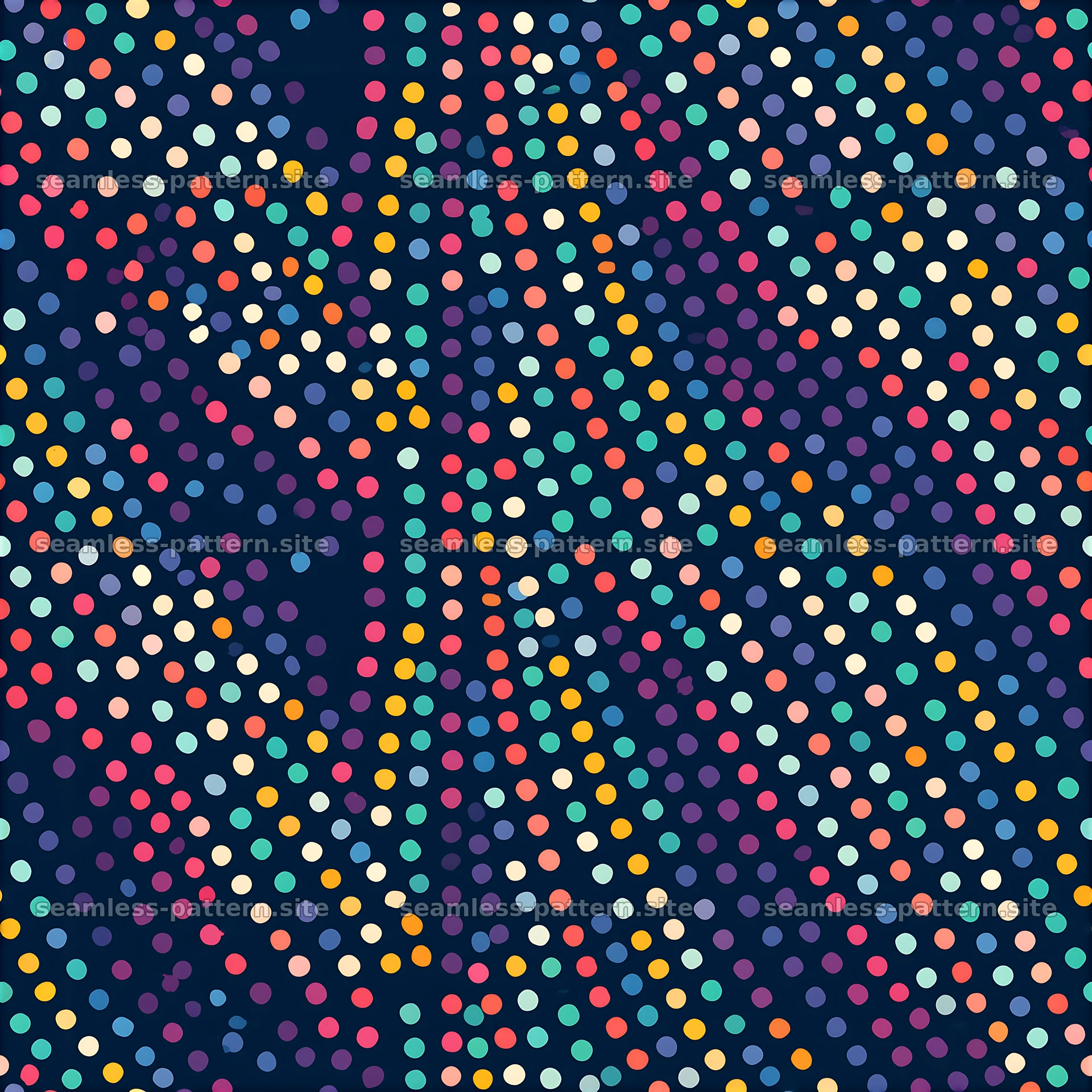 Colorful Polka Dot Seamless Pattern on Navy seamless pattern preview
