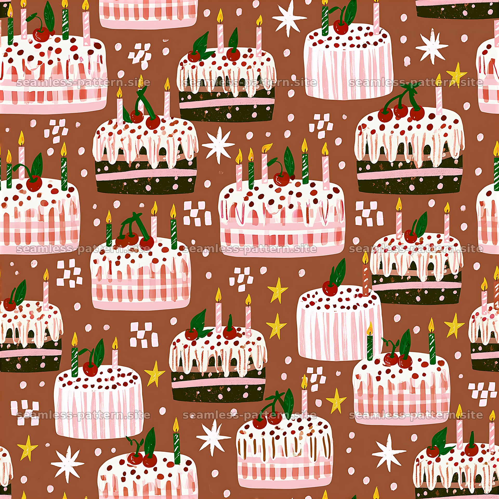 Colorful birthday cake design for festive celebrations seamless pattern preview