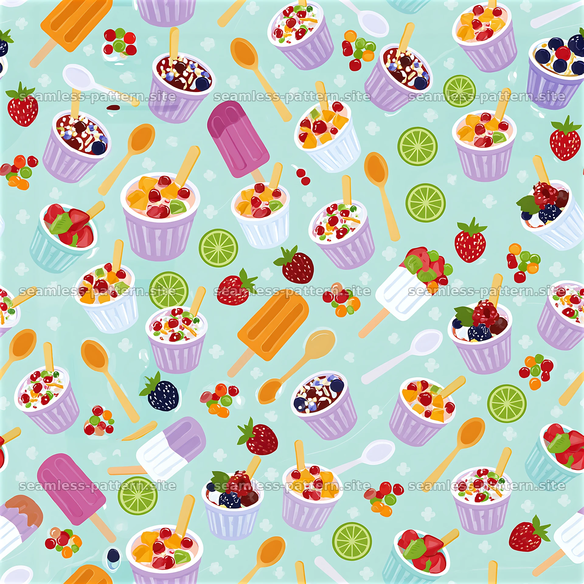 Colorful ice cream treats in a seamless pattern design seamless pattern preview