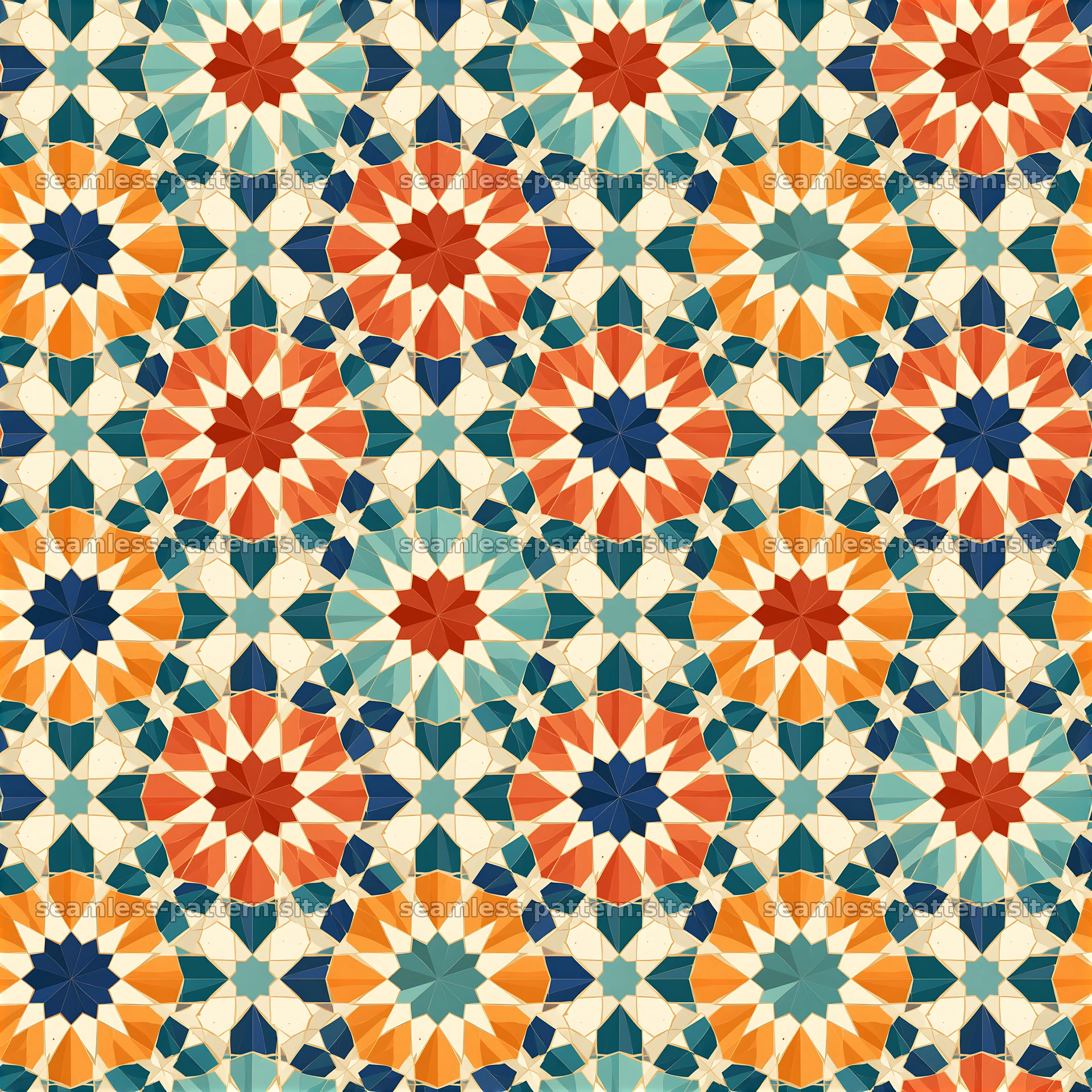 Colorful star seamless pattern with geometric shapes and bright colors seamless pattern preview