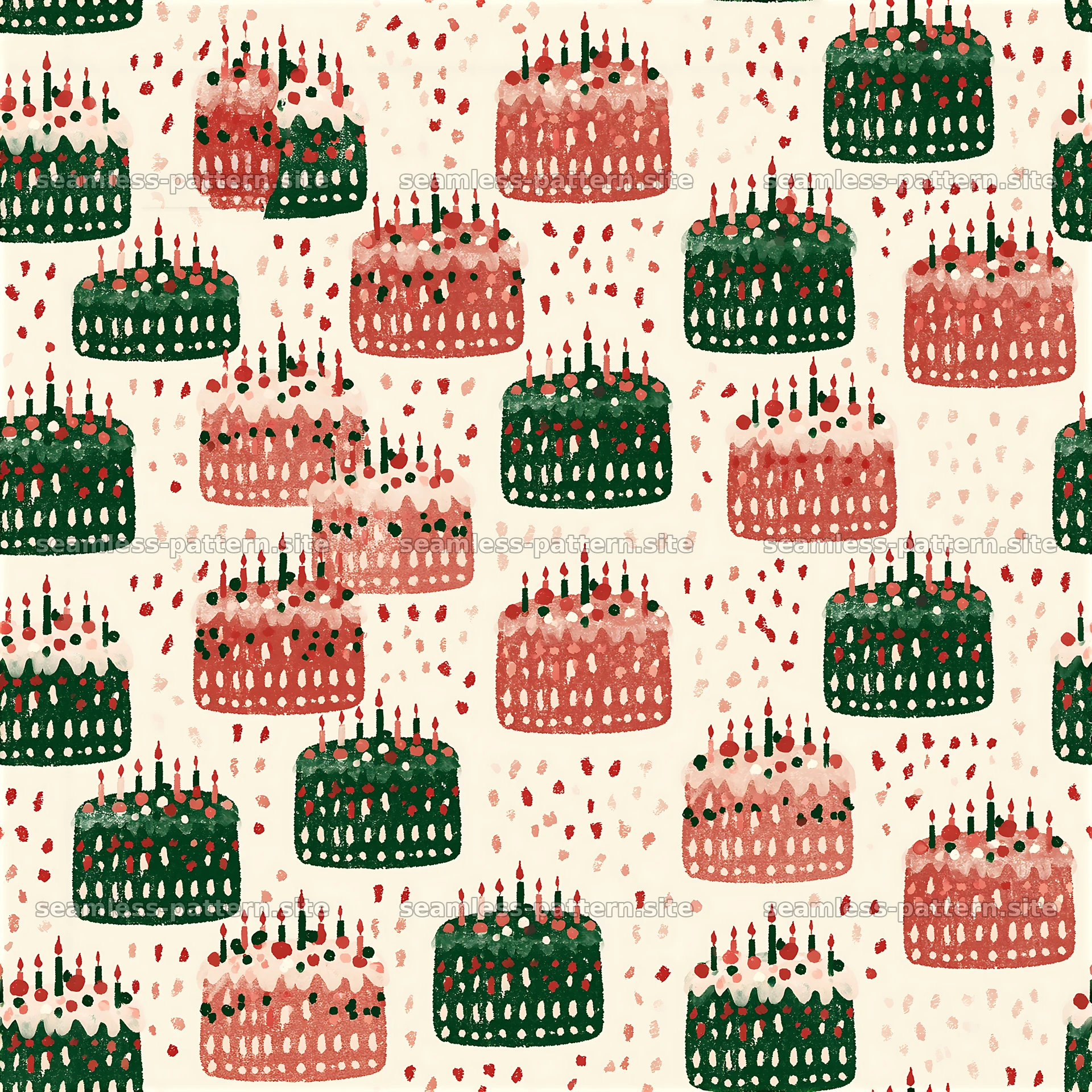 Birthday Cake Repeat Pattern with Candles seamless pattern preview