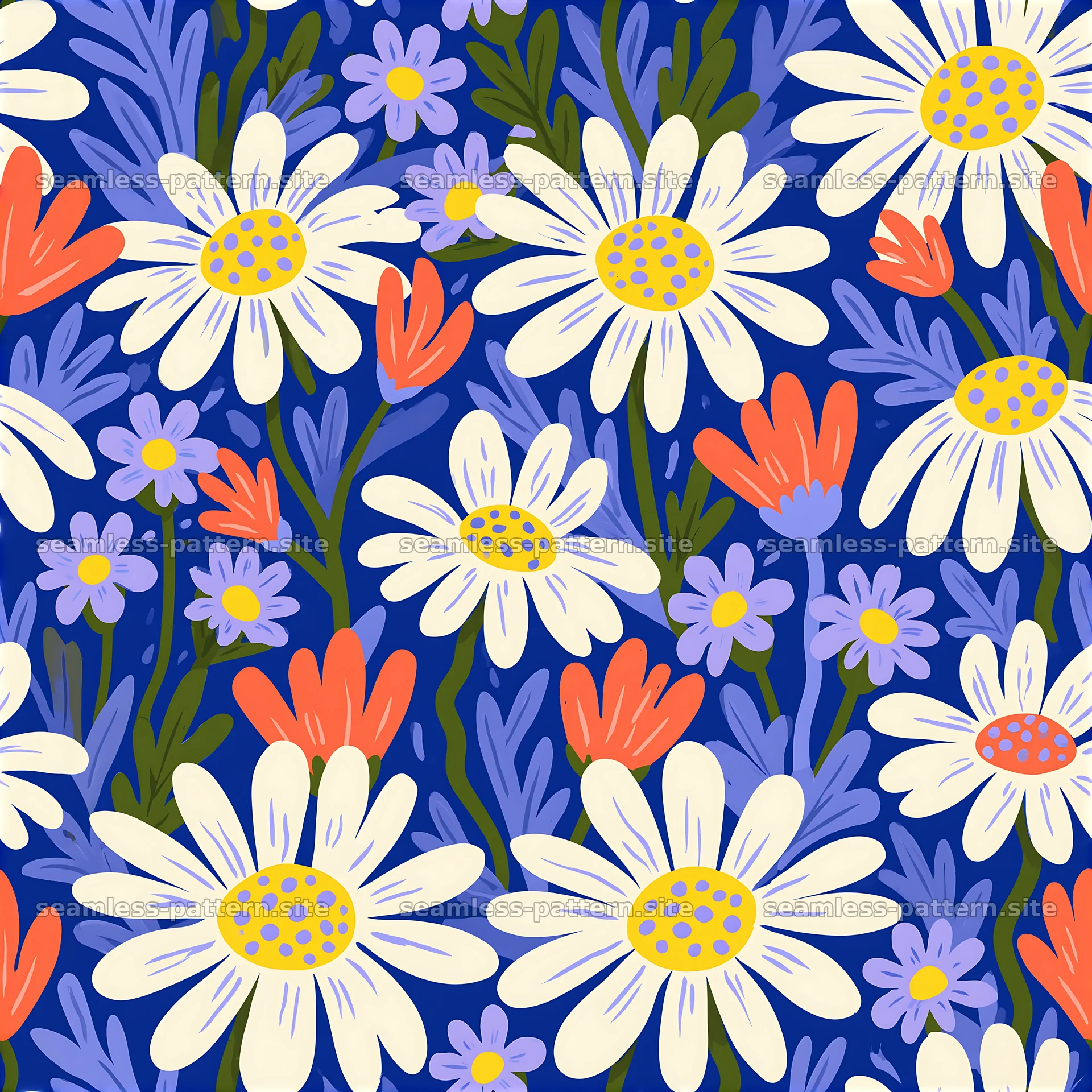 Funky Daisy Floral Seamless Pattern seamless pattern preview