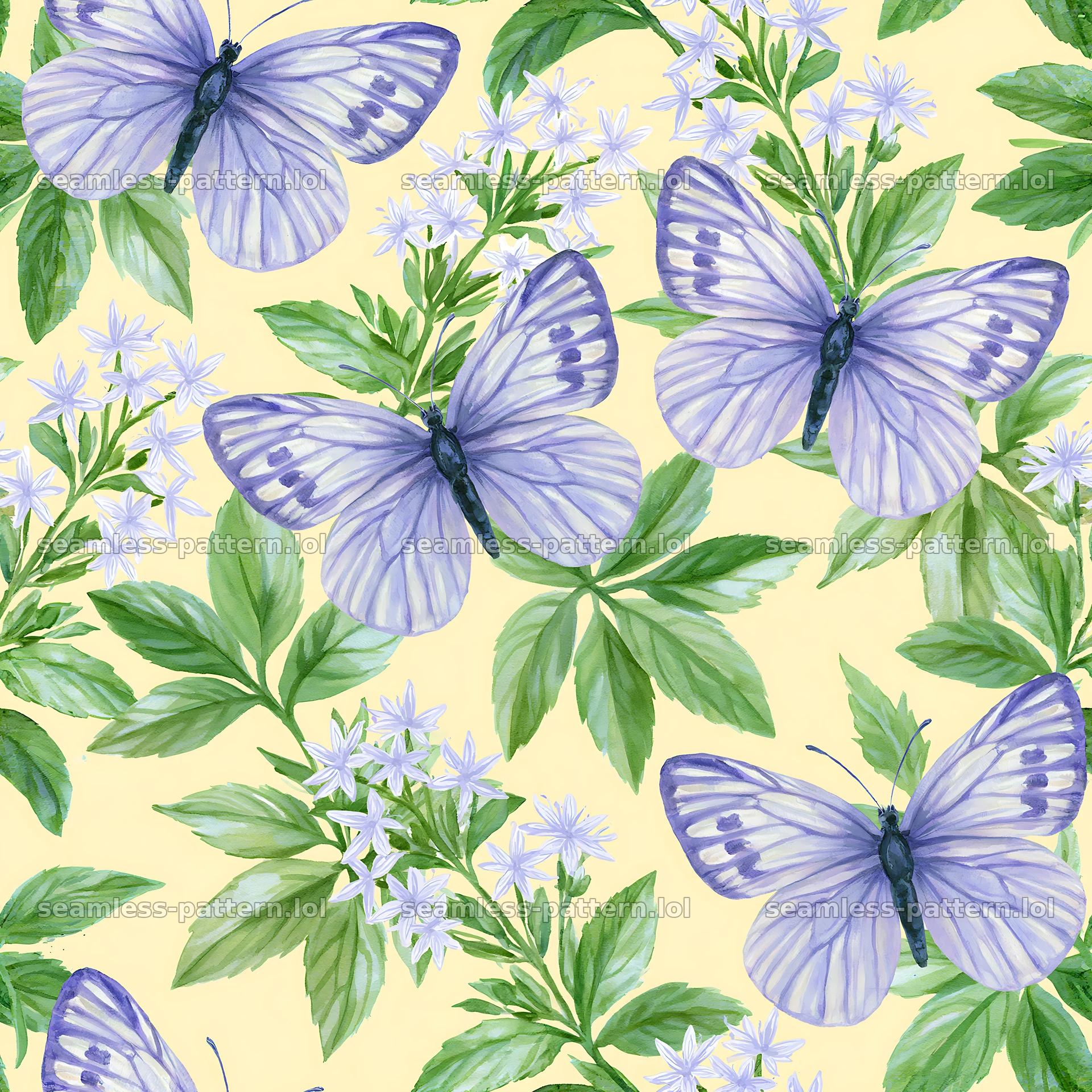 Watercolor butterfly seamless pattern for fabric and wallpaper seamless pattern preview