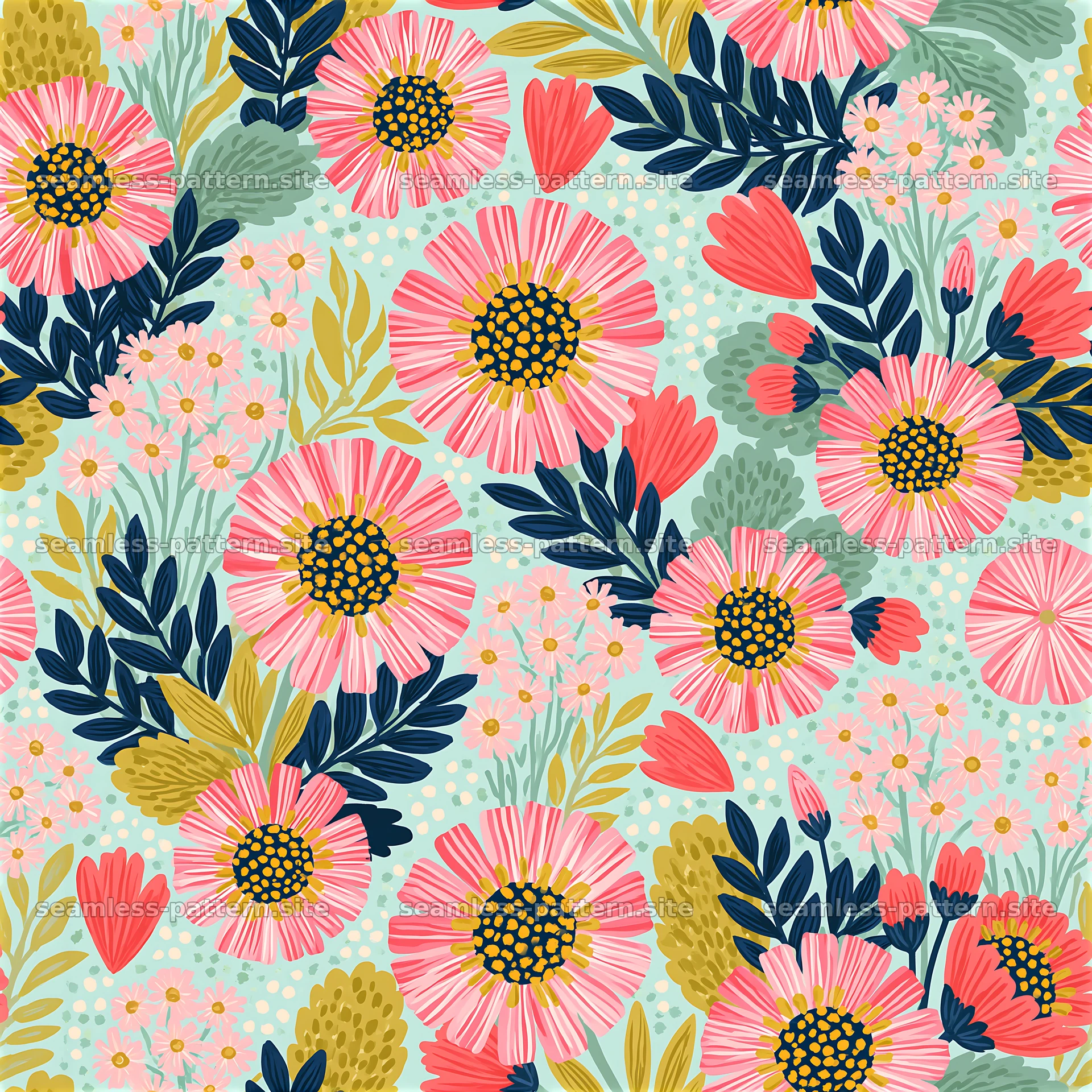 Funky Daisy Floral Seamless Pattern seamless pattern preview