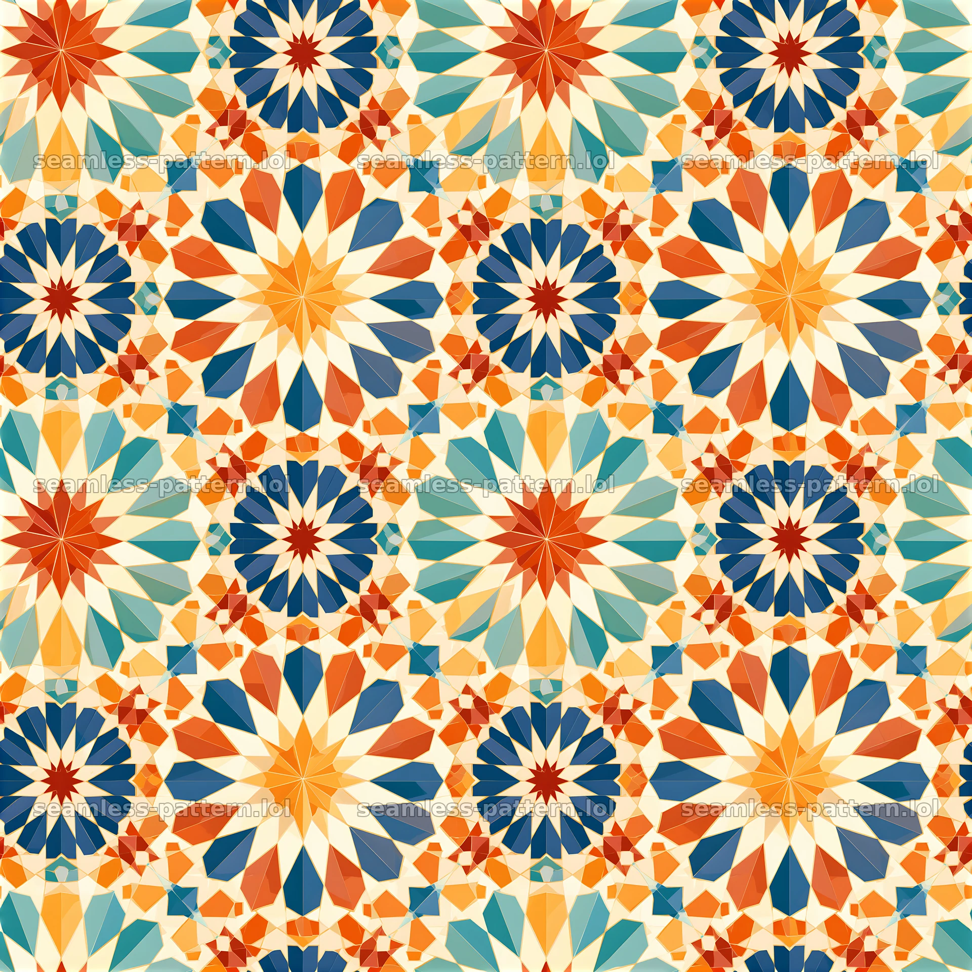 Colorful star seamless pattern showcasing geometric shapes and vibrant colors seamless pattern preview