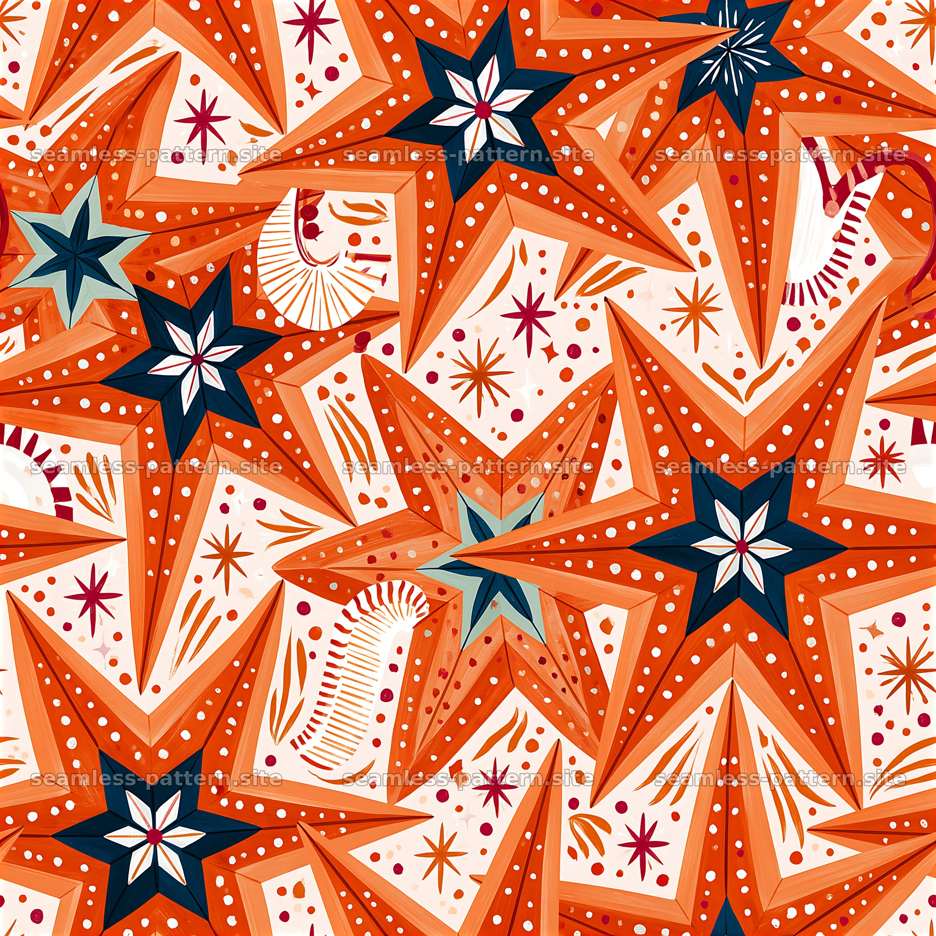 Colorful stars pattern on a bright background with varied designs seamless pattern preview