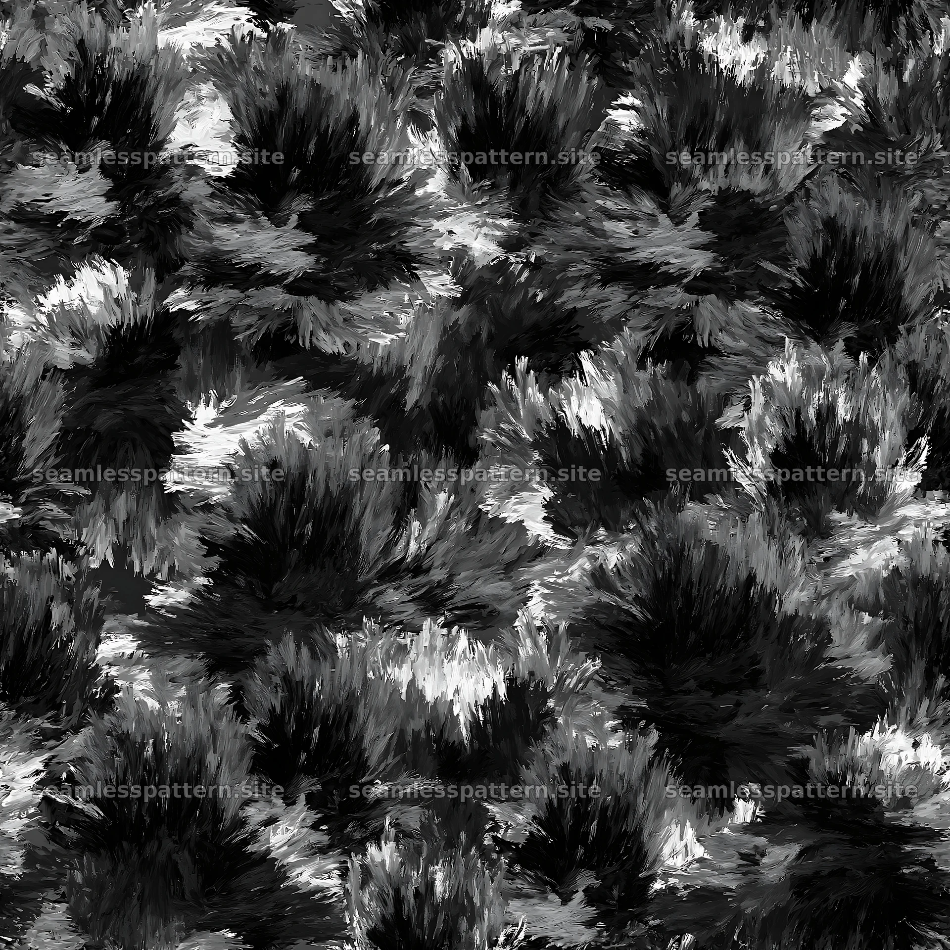 Seamless woodland camouflage brushstroke pattern in black and white seamless pattern preview