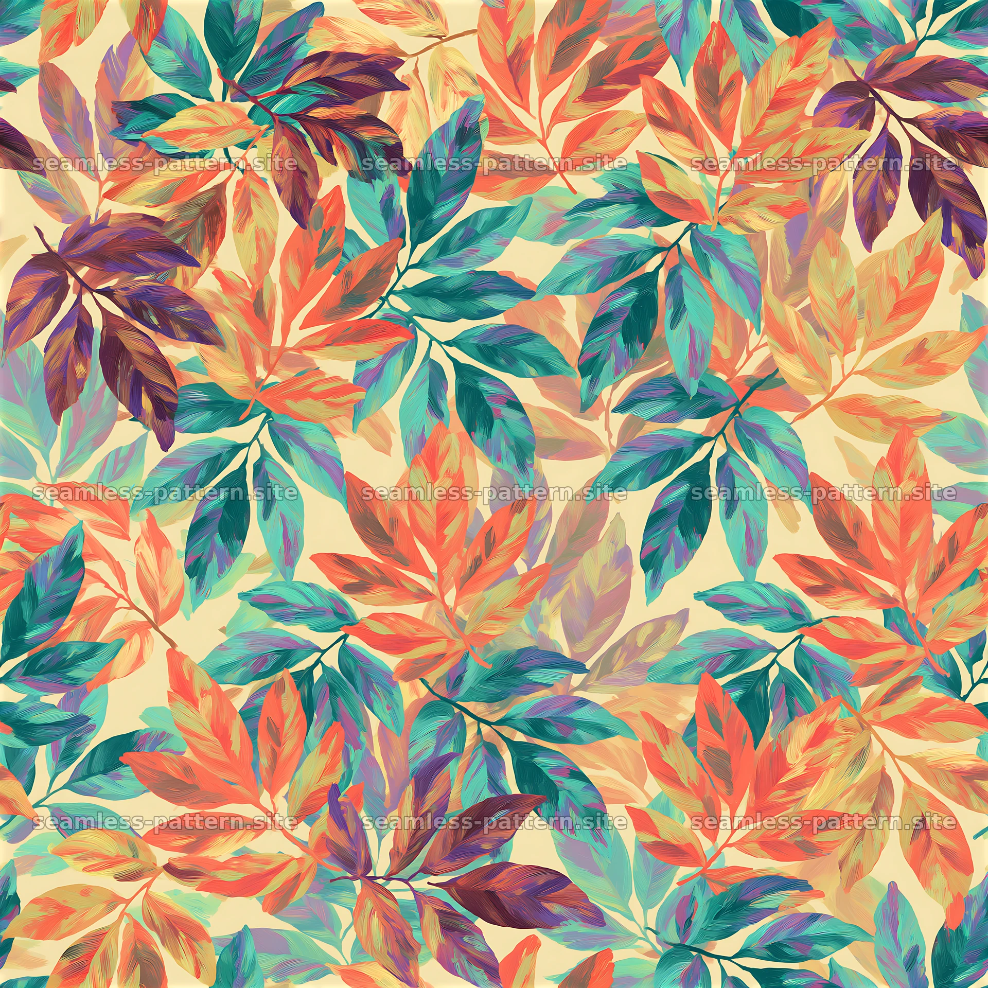 Colorful leaves create a vibrant seamless pattern for design use seamless pattern preview
