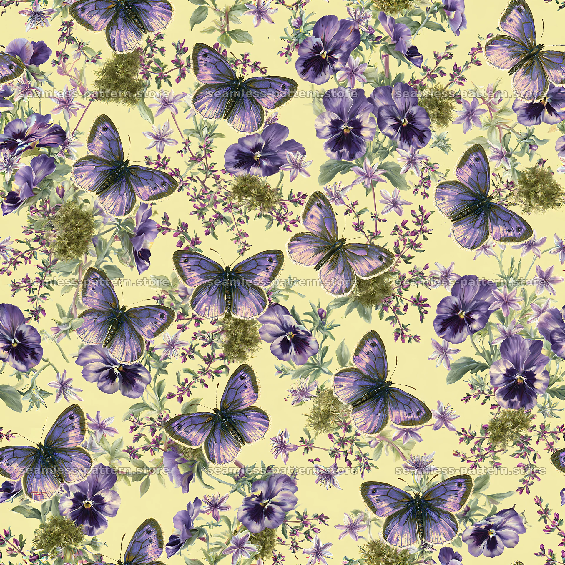 Fairy garden butterfly seamless pattern for fabric and wallpaper seamless pattern preview
